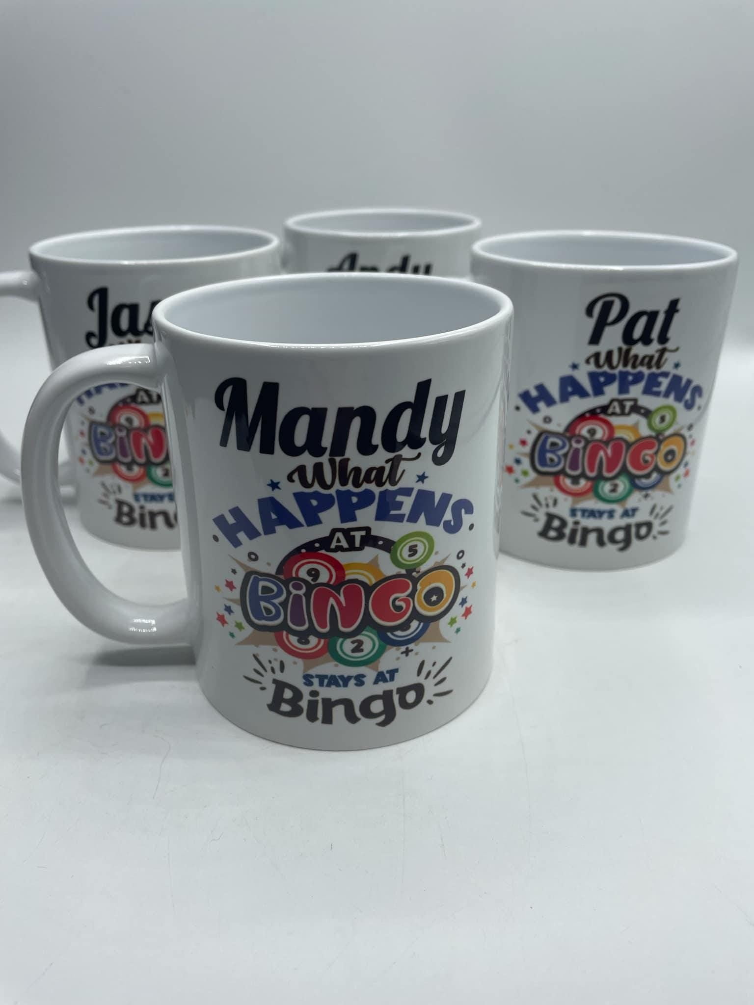 Personalised Bingo Mug / Funny Bingo Mug / What Happens at Bingo Mug / Gift for Bingo Player / Bingo / Gift for Bingo Lover / Bingo Gift