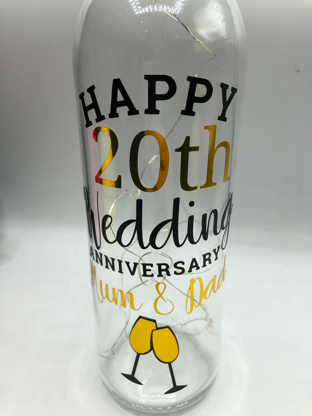 Personalised Wedding Anniversary Gift, Anniversary LED Bottle, Anniversary Milestone Gift, Personalized Anniversary, Golden Anniversary