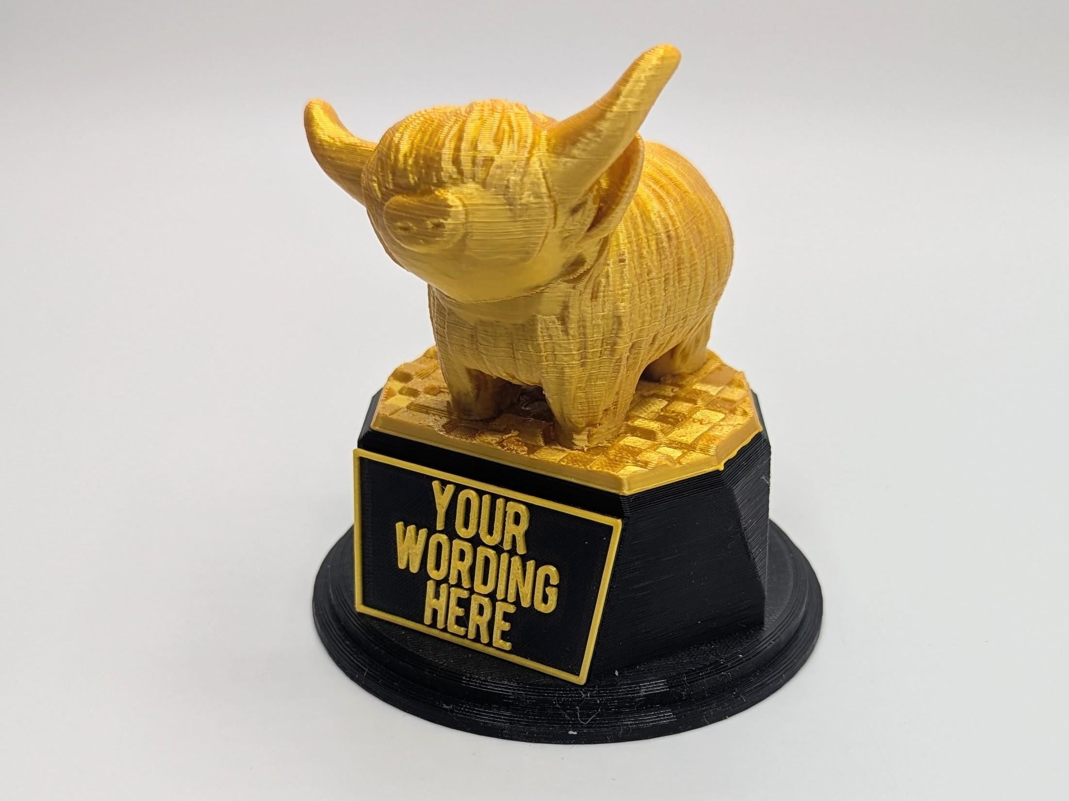 Personalised Highland Cow Trophy, Cow Trophy, Fun Trophy, Farmer Award, Farmer Trophy, Cow Lover Gift, Highland Cow Gift, Cow Keepsake Gift