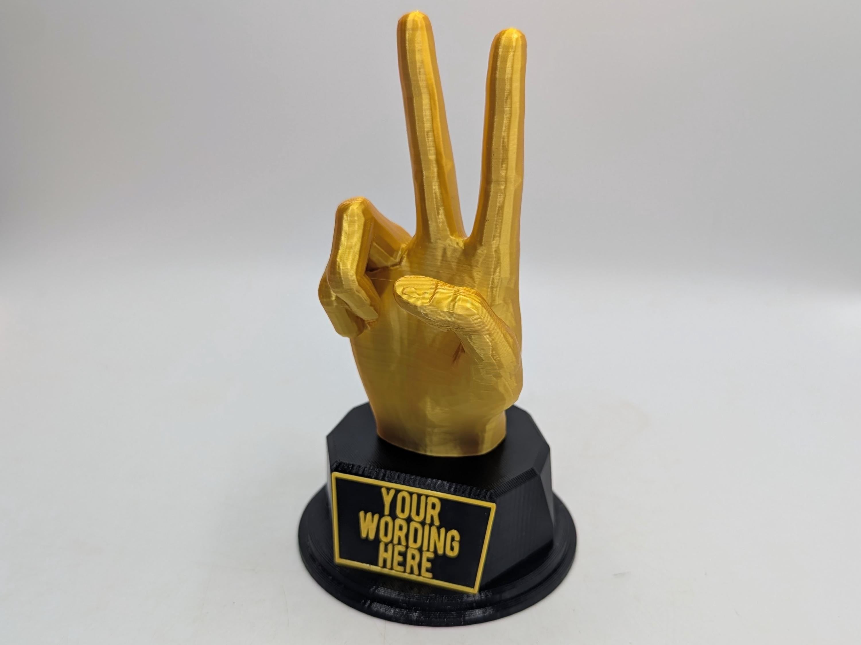 Personalised Peace Sign Trophy, Peace Sign Award, Gift for friend Joke Award, Personalised Trophy Award, Custom Peace Sign Award, Peace Sign