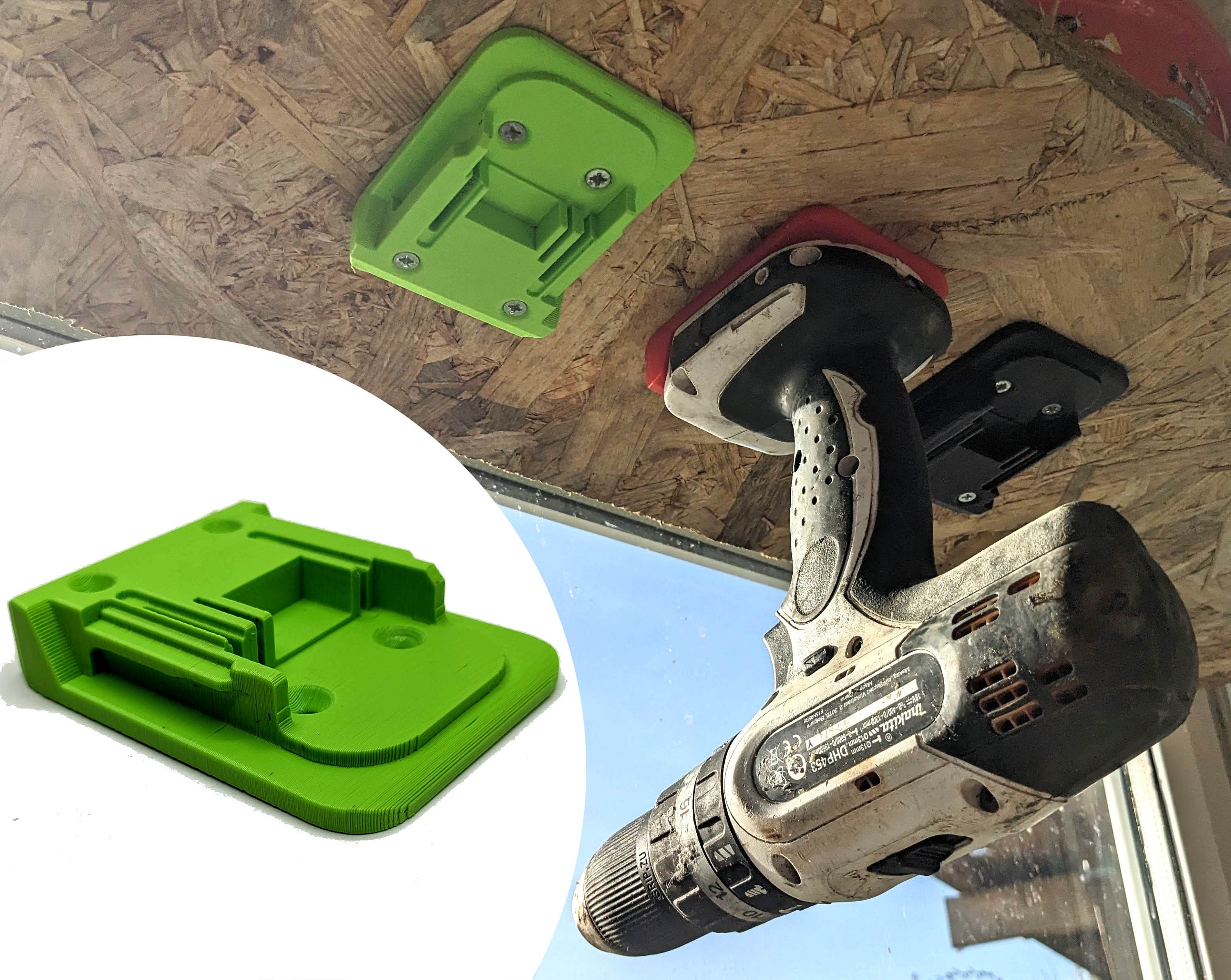 Drill Mount for Makita 18v Driver / Undershelf or Wall Mount / Tool Mount / Tool Holder / Battery Mount / Battery Holder / Makita 18v Driver