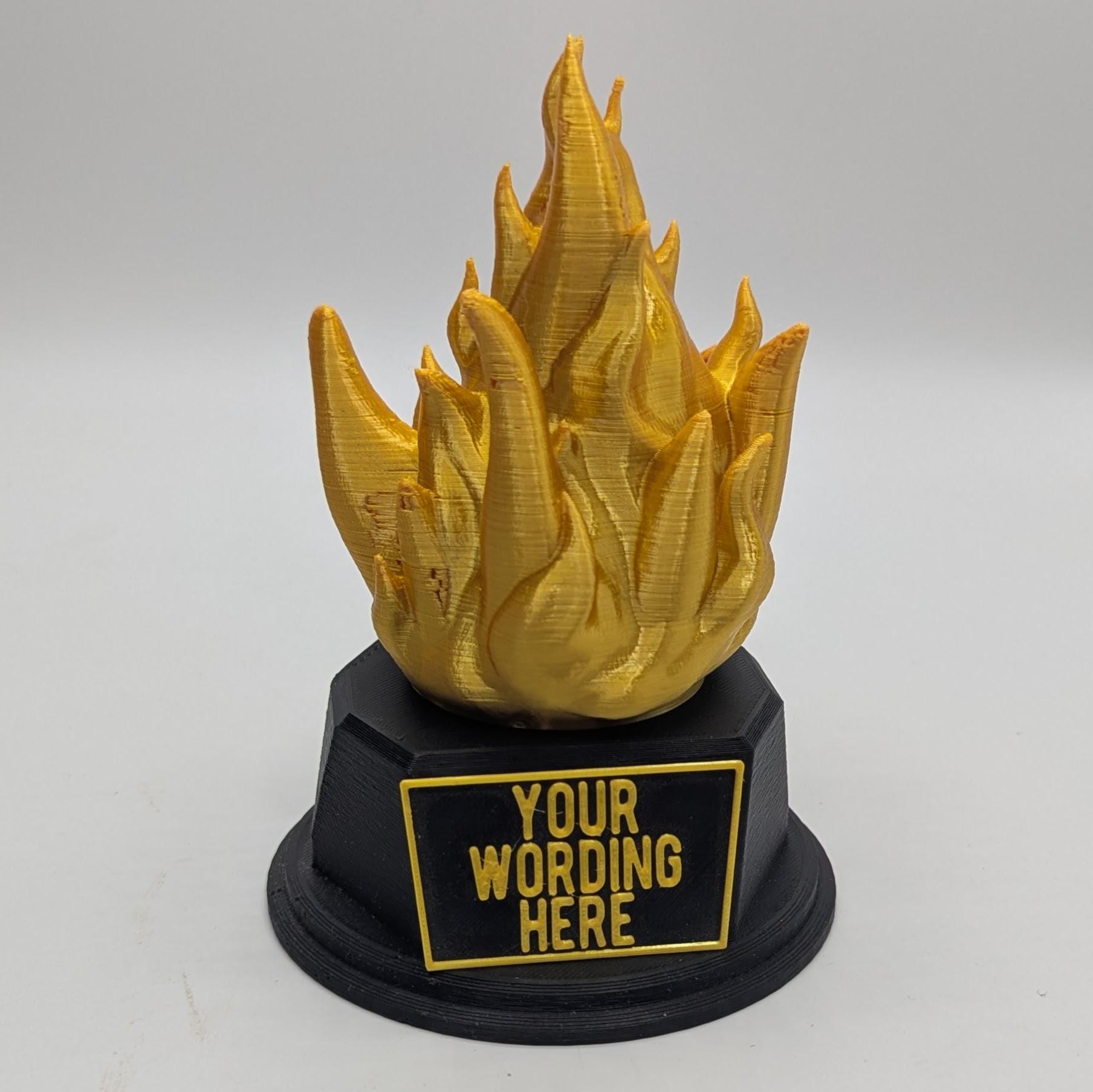 Personalised Fire Trophy, Fire Shape Gift, Fire Award Gift, Fire Fighter Trophy, Custom Trophy Gift, On Fire Trophy, On Fire Award Gift