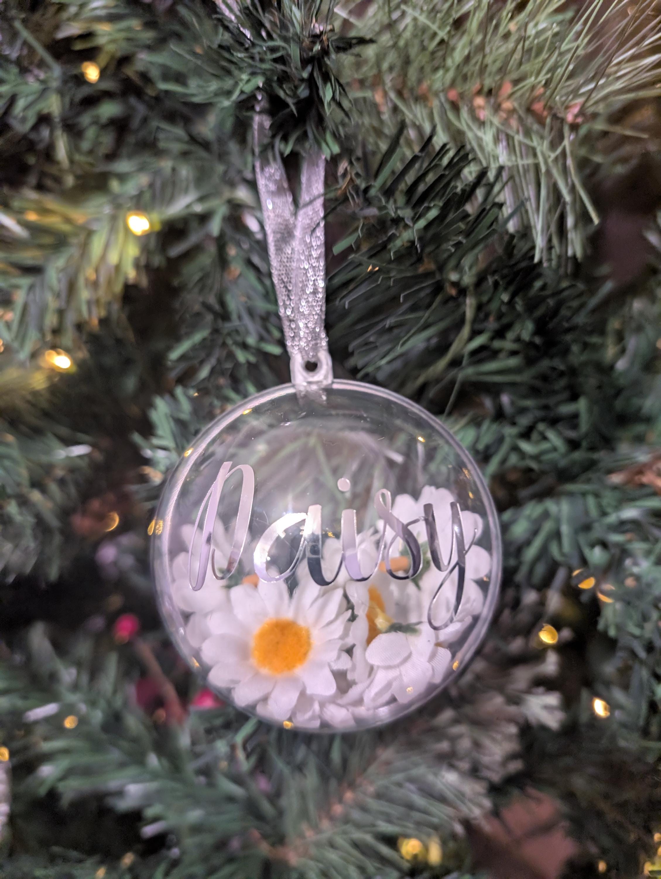 Personalised Daisy Bauble, Sunflower Bauble, Flower Bauble, Forget Me Not Bauble, Rose Bauble, Gerbera Bauble, Christmas Daisy, Daisy Flower