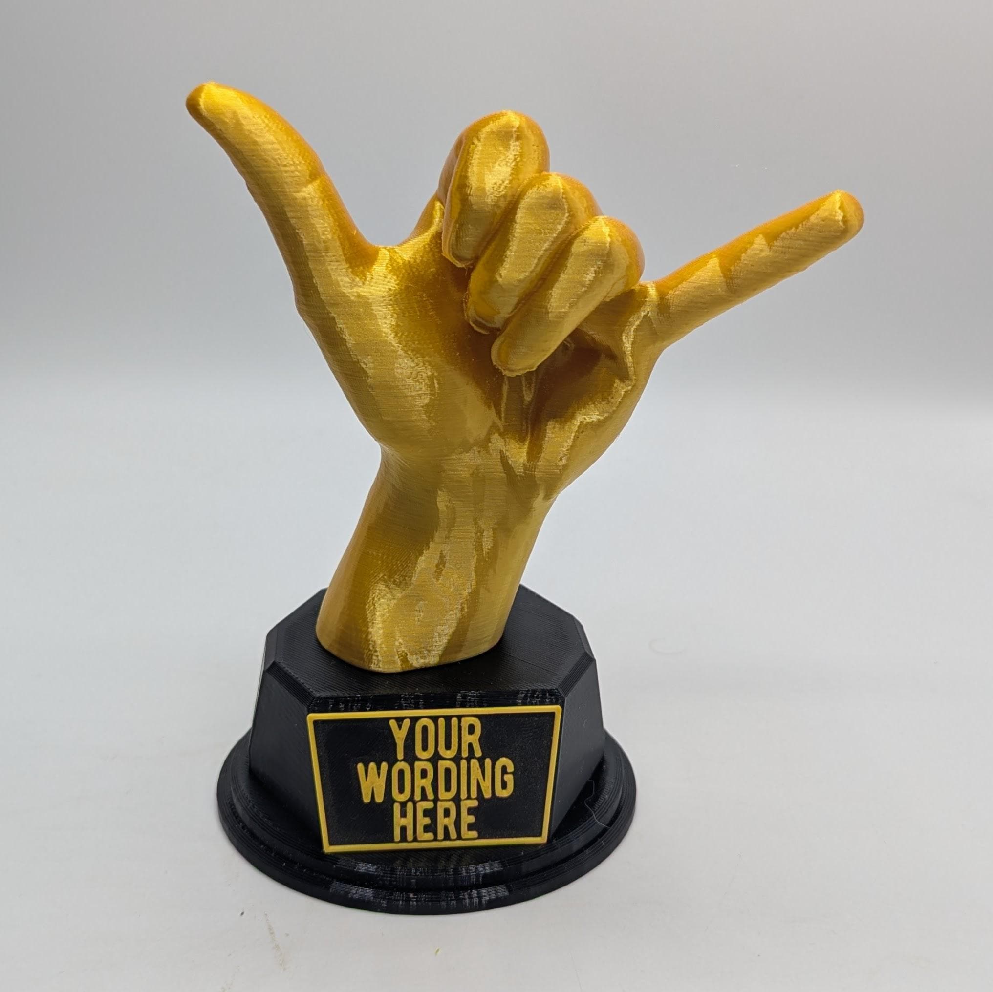Personalised Shaka Hand Trophy, Shaka Award Gift, Custom Trophy Gift, Funny Shaka Hand Award. Trophy, Shaka Hand Gift, Shaka Hand Trophy