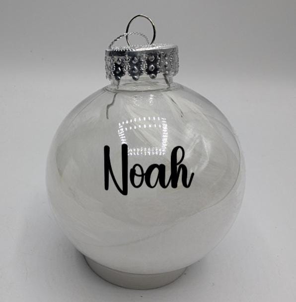 Personalised Christmas Bauble, Feather Bauble, Christmas Bauble Gift, Bauble Christmas Keepsake, Christmas Bauble Gift, Family Tree Baubles