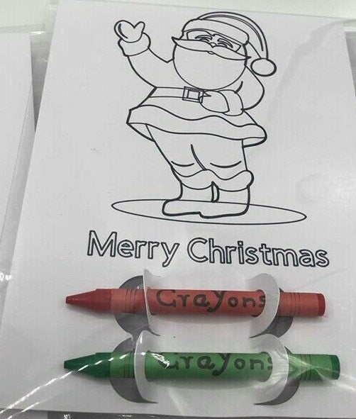 Stocking Filler Colouring & Crayons X2 / Christmas Eve Box Filler / Party Bag Filler / Christmas Colouring Sheet / Gift for Children / Xmas