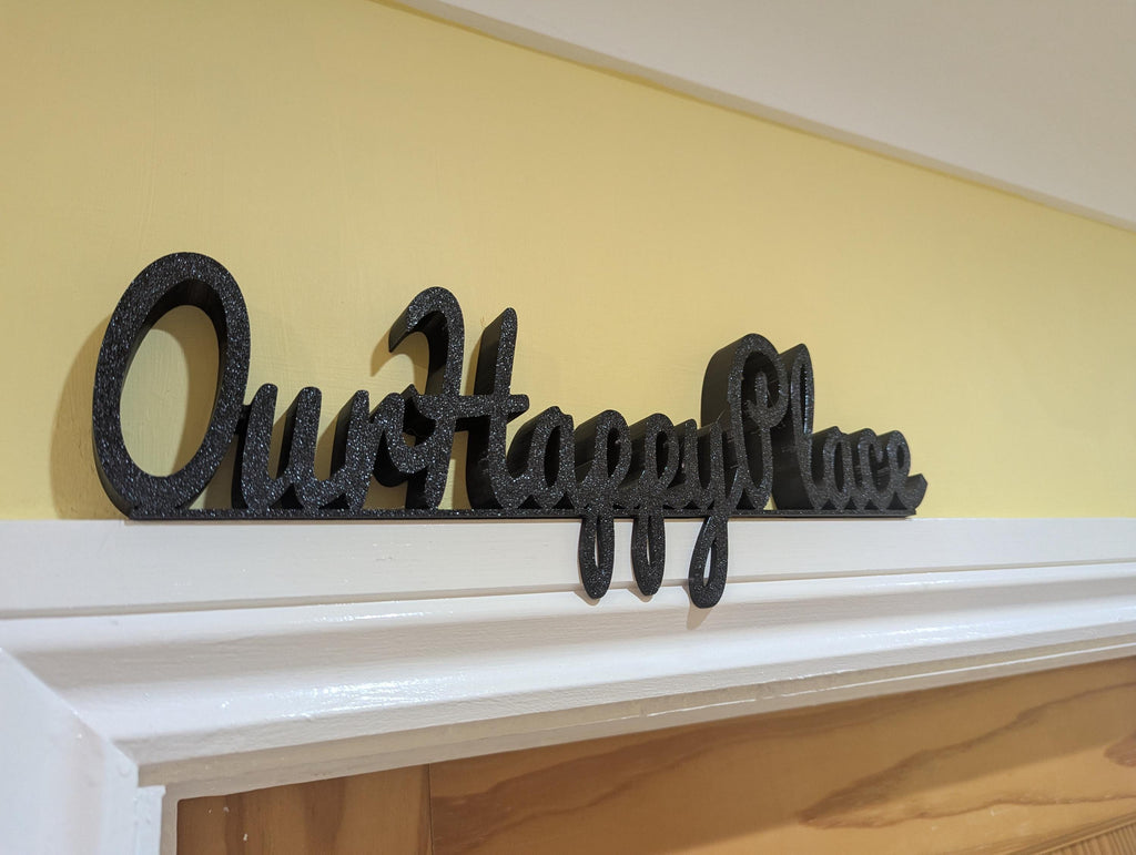 Our Happy Place Door Sign, Plaque for Home, Custom Door Sign, Door Topper, Happy Place Label Sign, Above Door Sign, Our Happy Place Home