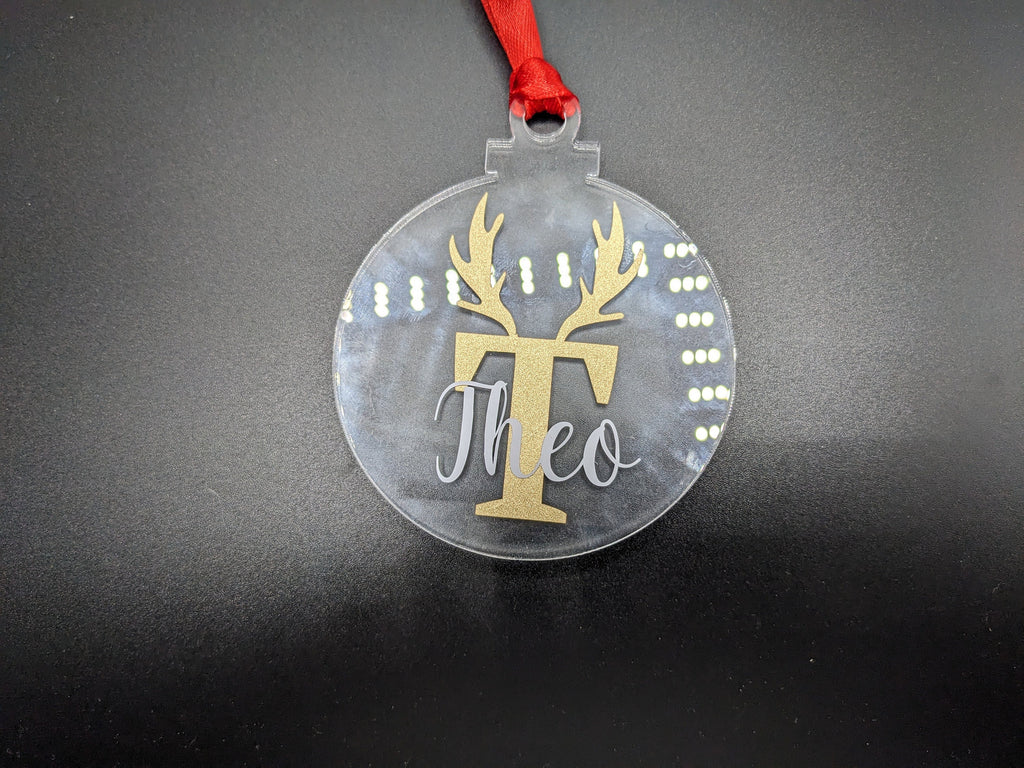 Personalised Initial Bauble, Deer Bauble Gift, Antler Personalised Bauble, Personalised Decoration, Christmas Bauble Decoration, Bauble Gift