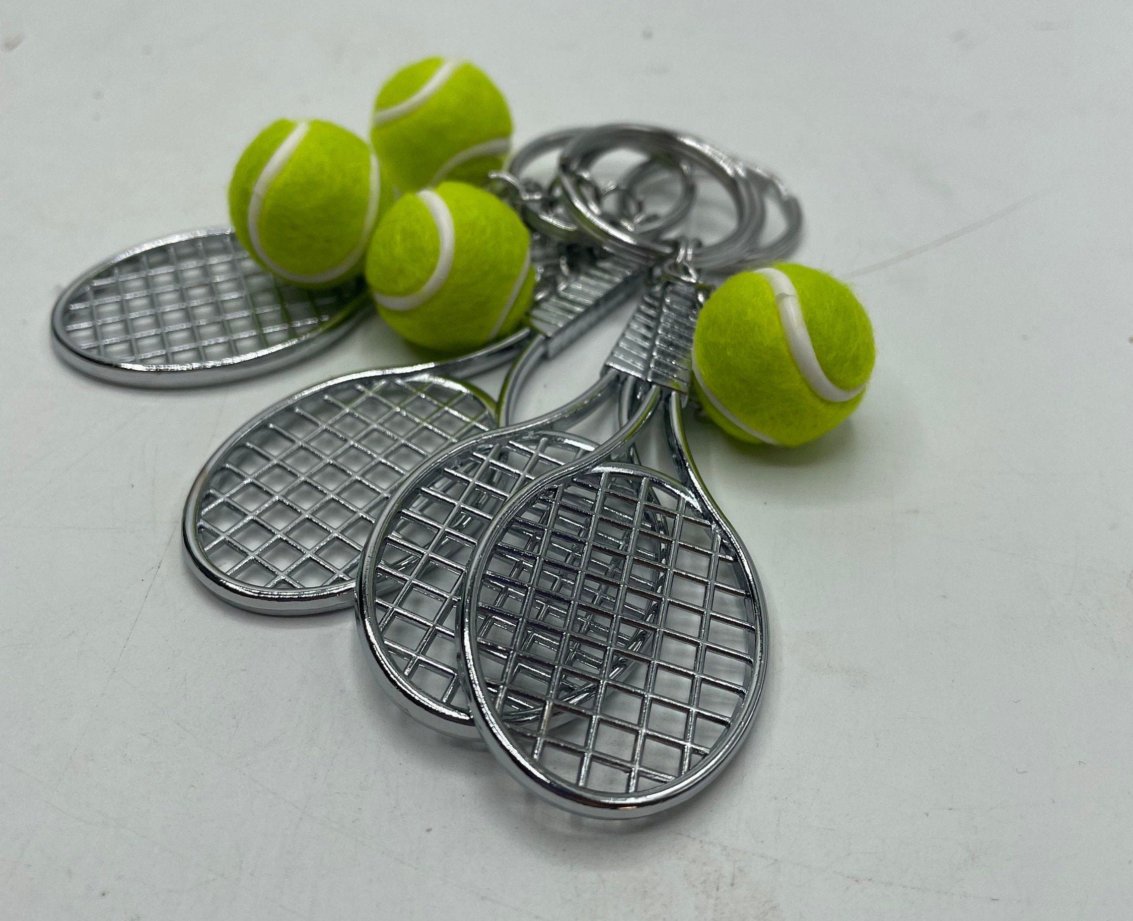 Tennis Racket and Ball Keyring / Tennis Player Gift / Tennis Player Gift / Sports Gift /  Secret Santa Gift / Tennis Keyring Gift / Tennis