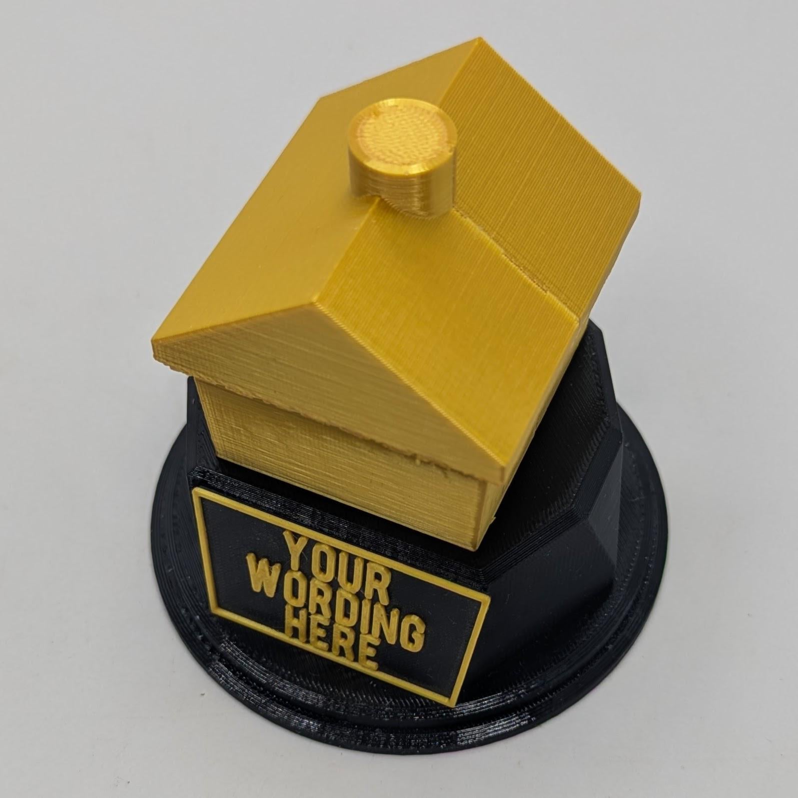 Personalised House Trophy, New Home Trophy, House Award, Custom Trophy, Homebuyer, Funny Trophy, First Home Gift, Office Trophy, Best Home