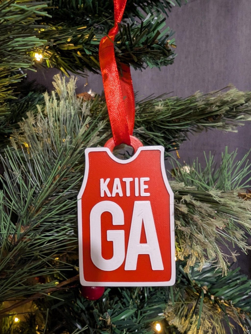 Personalised Netball Shirt Bauble, Netball Party Filler, Netball Team Bauble, Netball Gift, Netball Player Decoration, Netball Christmas