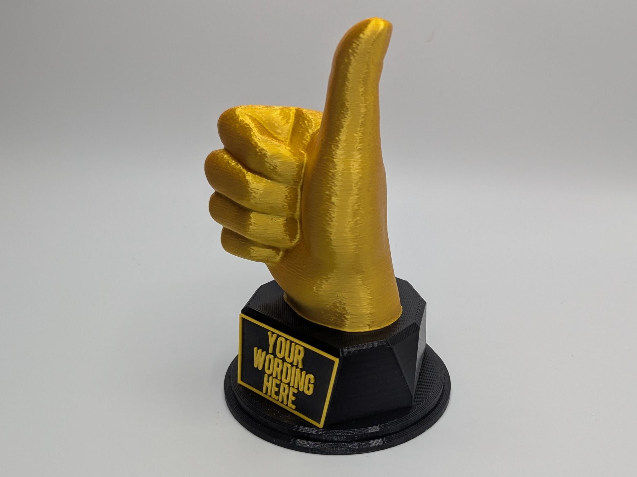 Personalised Thumb Up Trophy, Okay Trophy, Thumb Up Award, Custom Thumb Trophy, Thumbs Up Gift, Well Done Trophy, Office Trophy, Great Award