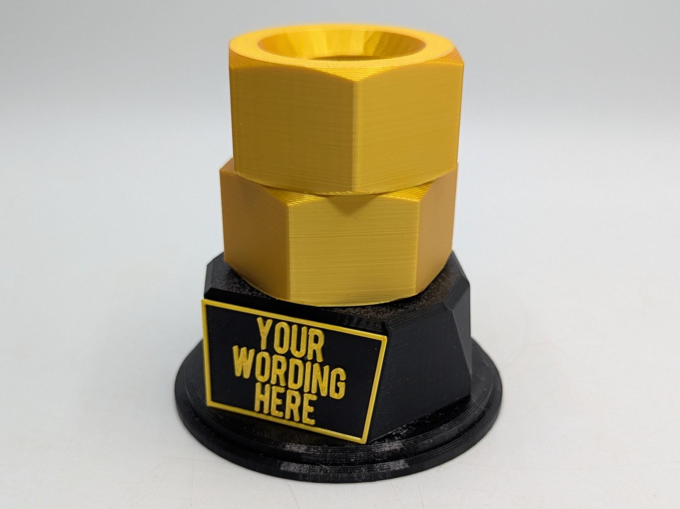 Personalised Nuts Trophy, Mechanic Trophy, Best Mechanic Award, Mechanic Gift, Engineer Trophy, Mechanical Engineer Trophy, Big Nuts Award