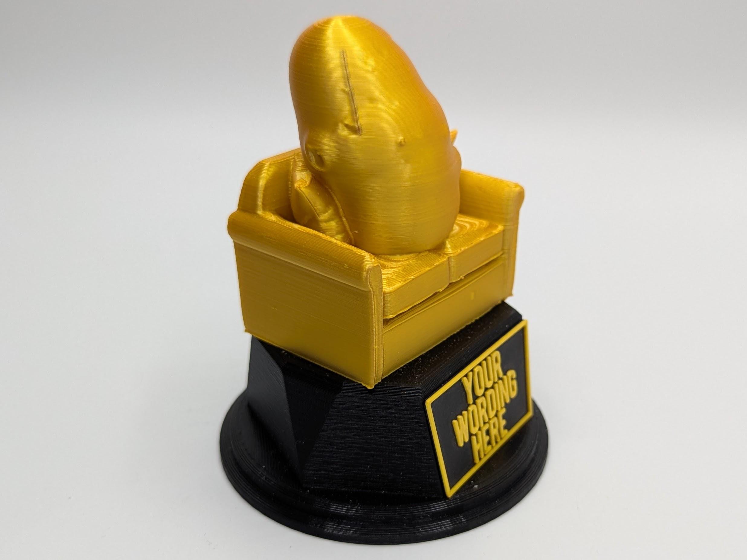 Personalised Couch Potato Trophy, Potato Trophy, Fun Office Award, Couch Potato Award,  Custom Trophy Gift, Couch Potato Gift, Potato Award