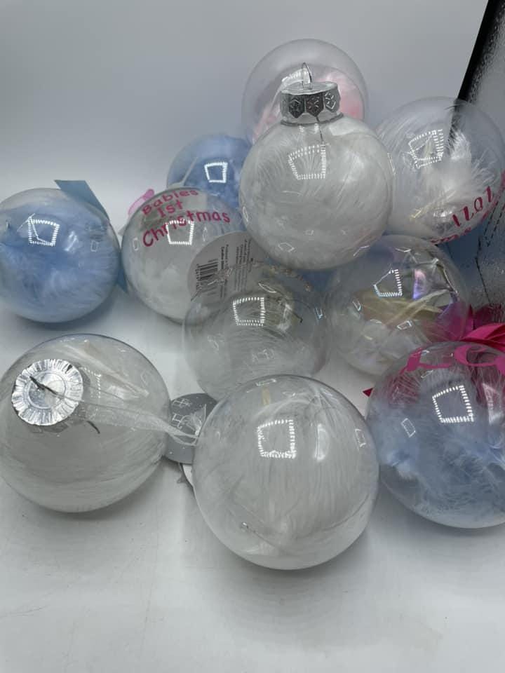 Personalized Feather Memory Bauble, Remembrance Christmas Keepsake