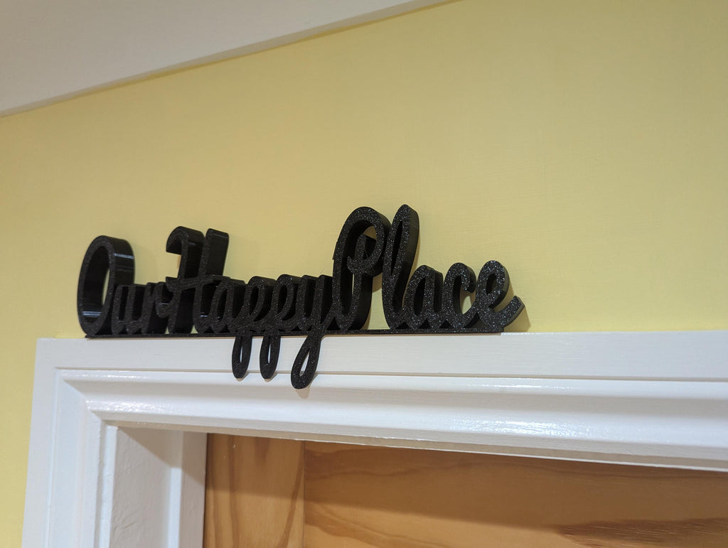 Our Happy Place Door Sign, Plaque for Home, Custom Door Sign, Door Topper, Happy Place Label Sign, Above Door Sign, Our Happy Place Home