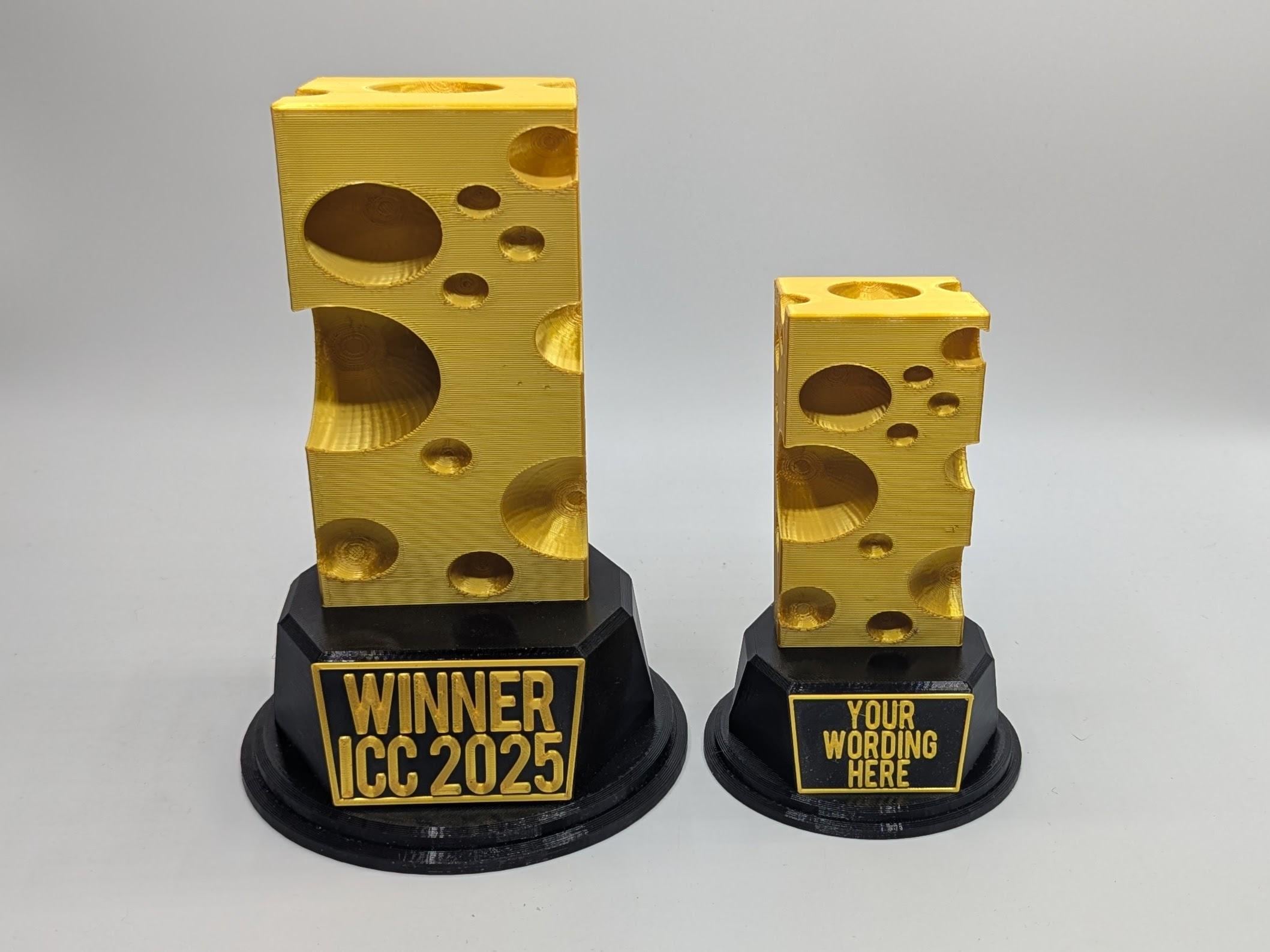 Personalised Cheese Trophy, Cheesy Award, Secret Santa Cheese Lover, Cheesy Jokes Trophy, Cheesiest Dad Jokes Award, Cheesy Office Trophy