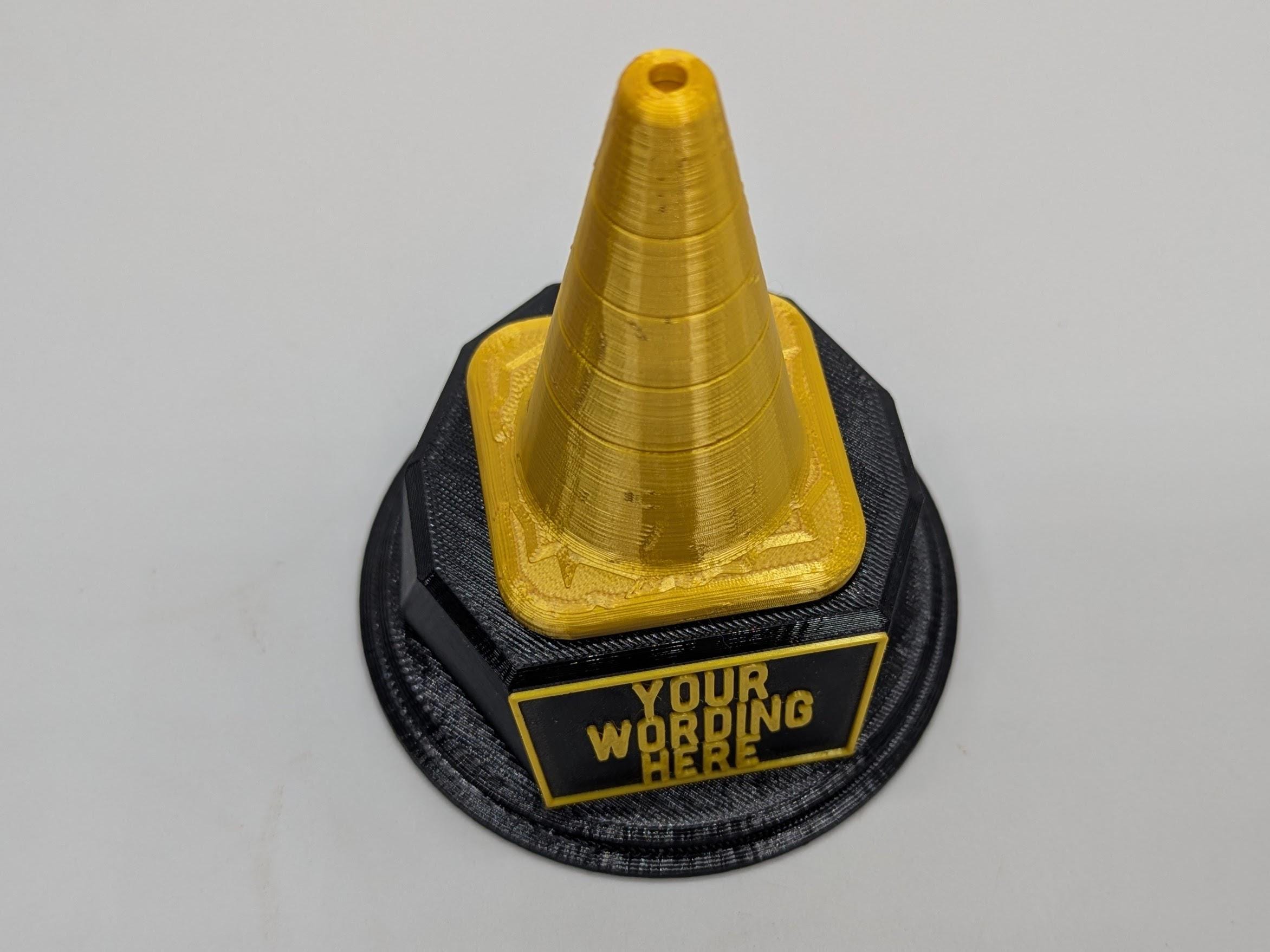 Personalised Cone Trophy, Cone Shape Gift, Cone Award Gift, Traffic Trophy, Builder Award Trophy, DIY Trophy Gift, Police Award, Cone Trophy