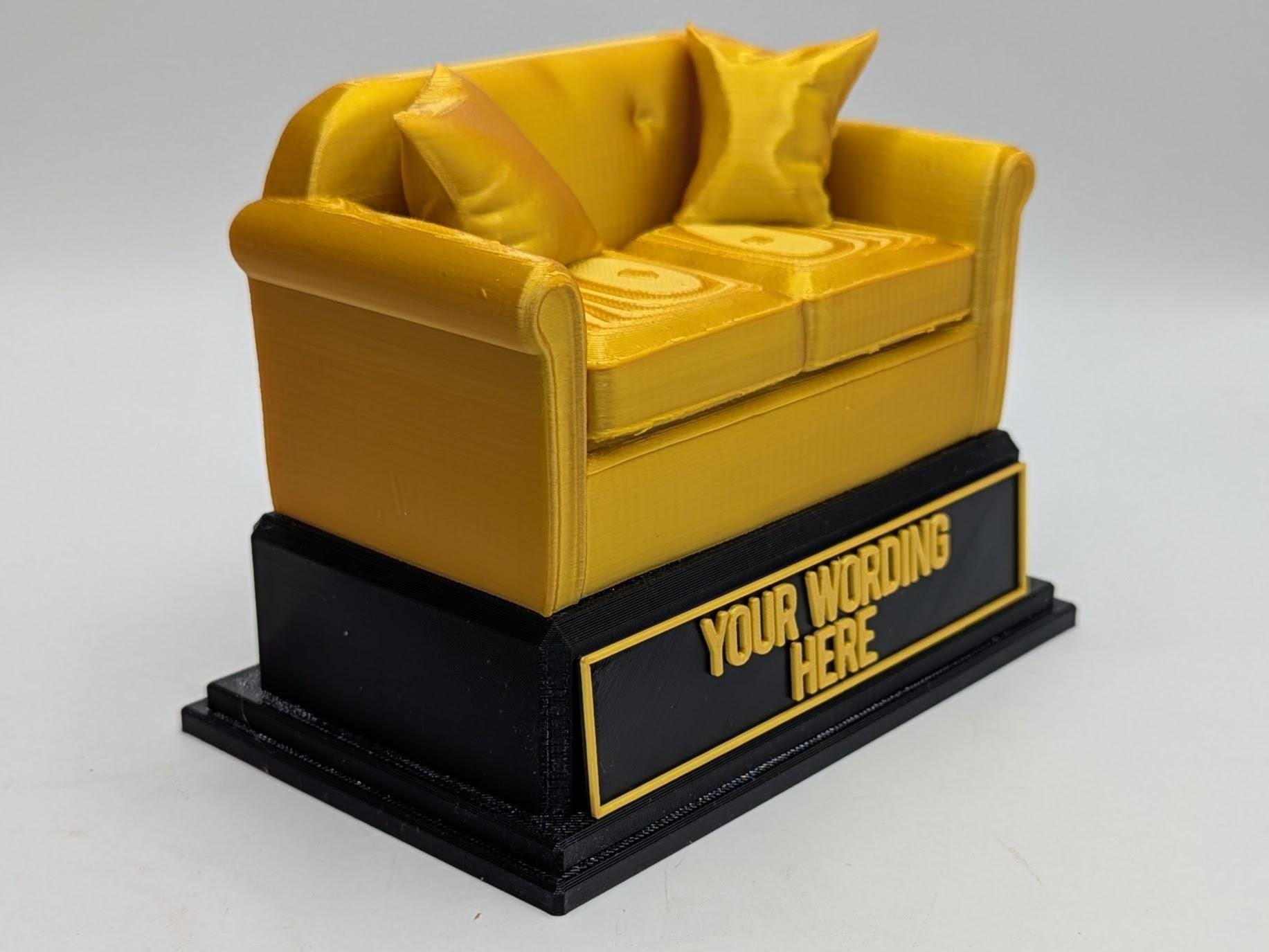 Personalised Sofa Trophy, Settee Shape Gift, Sofa Award Gift, Couch Trophy, Custom Sofa Award, Sofa Surfer Gift, Lazy Award Gift, Settee