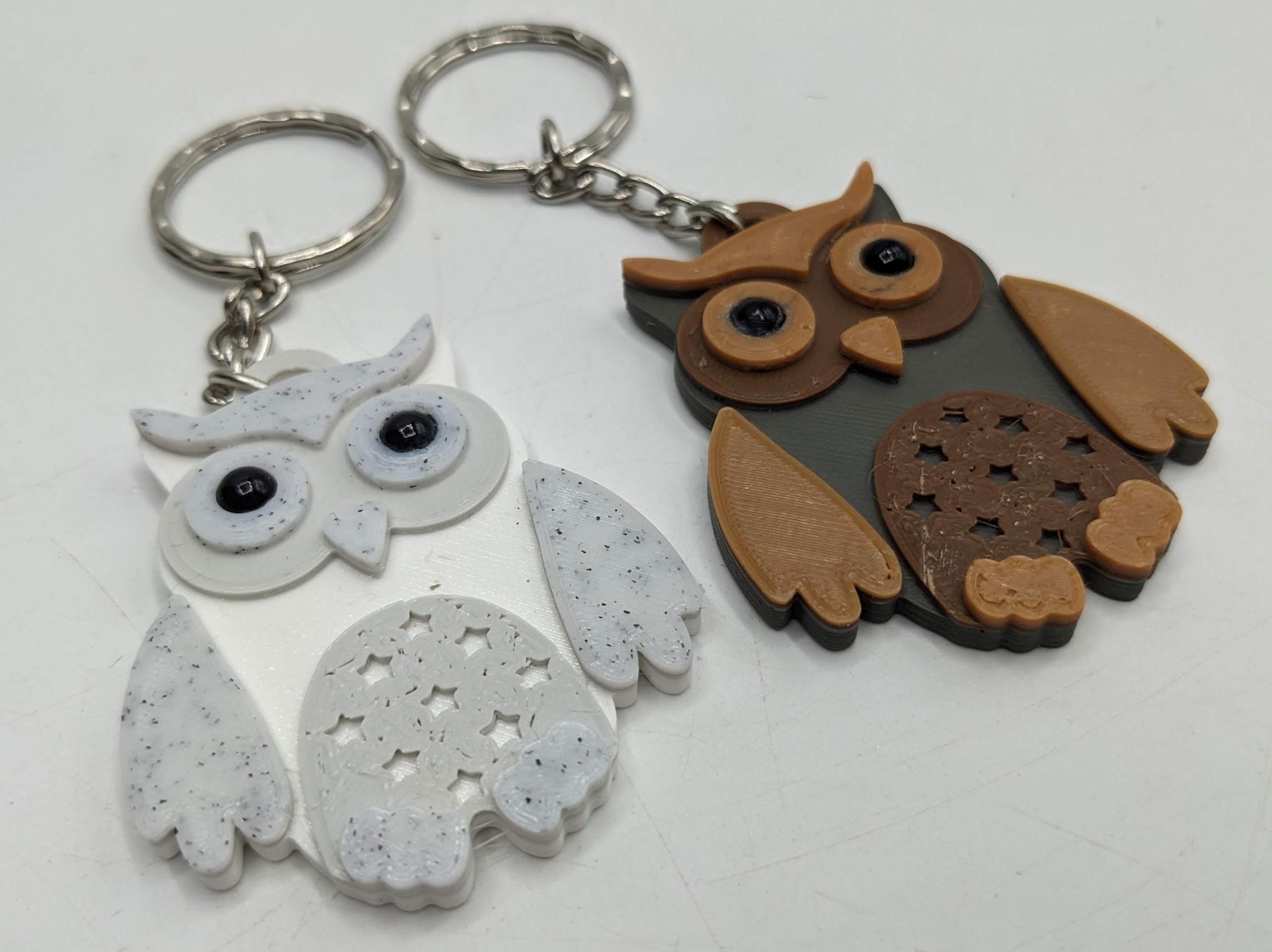Owl Keyring / Owl Shaped Keychain / Owl Bag Tag Charm / Wildlife Keyring / Under 5 pound / Barn Owl Keychain / Snowy Owl Gift / Owl Gift
