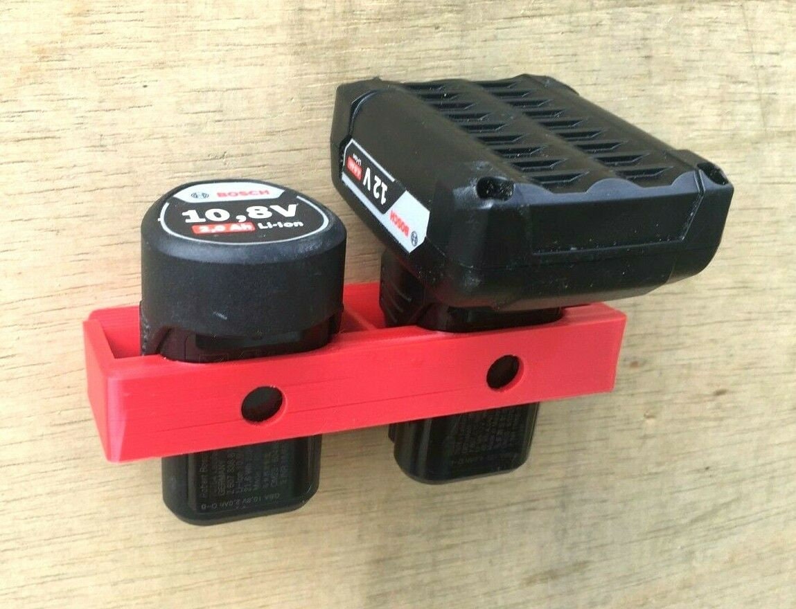 Double Battery Wall Mount for Bosch GSR/GSB/GDR 10.8v/12v Drill - 2Ah, 4Ah & 6Ah / Battery Storage