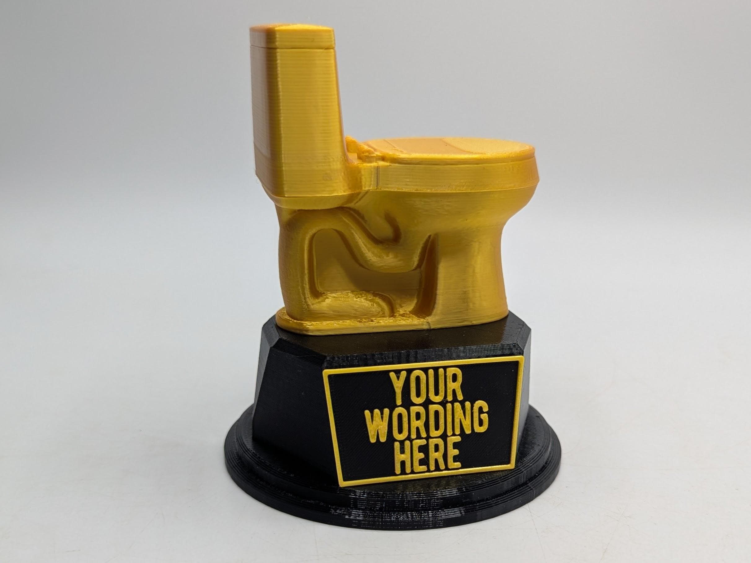 Personalised Toilet Trophy, Toilet Humour Trophy, Golden Toilet Award, Custom Trophy, Bottom Trophy, Loo Trophy, Funny Toilet, Toilet Humour