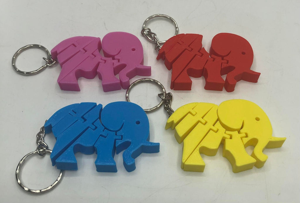 Flexible Elephant Keyring, Pink Elephant, Sensory Elephant, Articulated Elephant, Elephant Moving Keyring, Under 5 Pound Gift, Elephant Tag