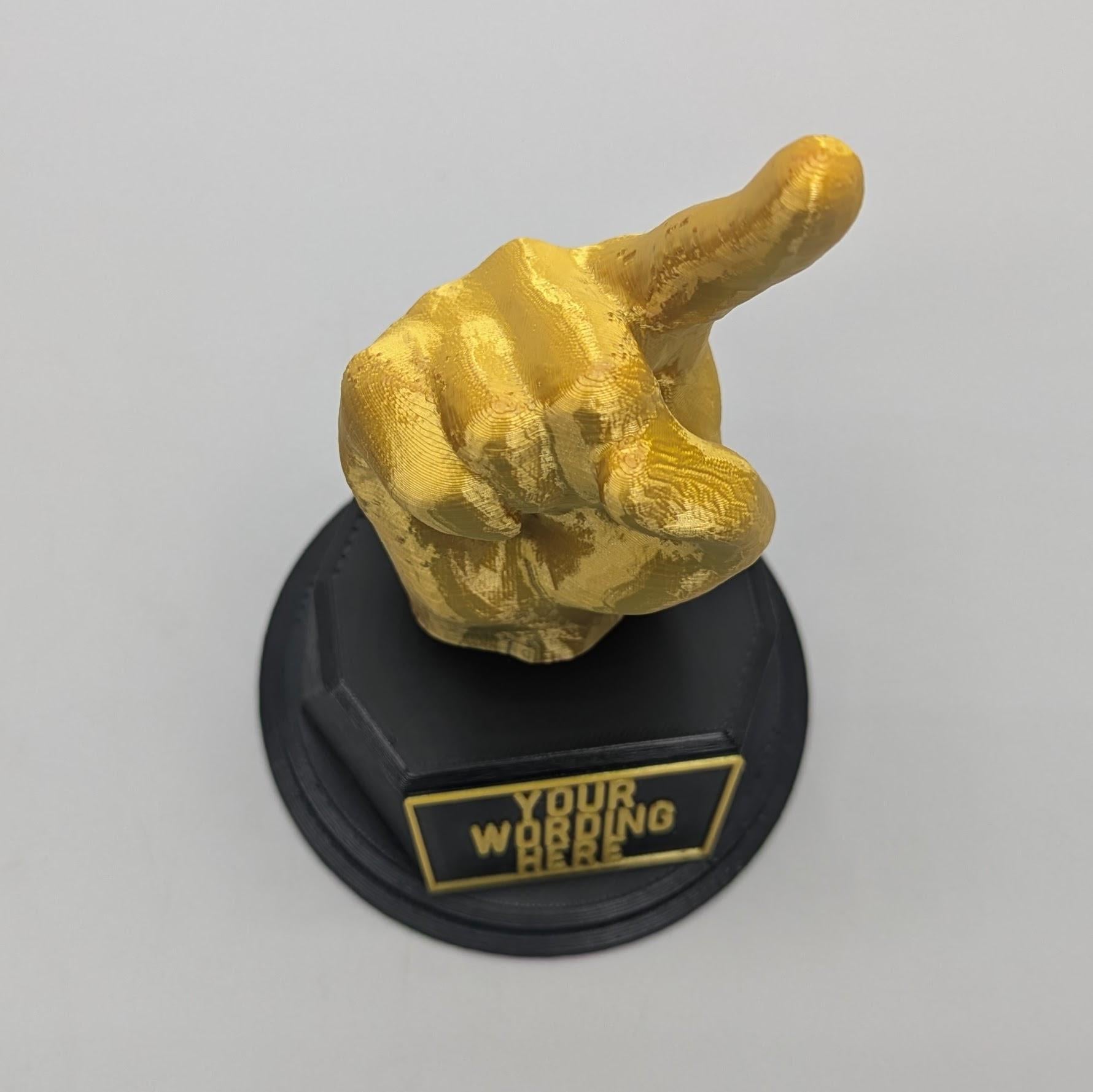 Personalised Pointy Finger Trophy, Finger Trophy, Index Finger Trophy, Joke Finger, Pointing Trophy, Office Award, Gift to friend Joke Award