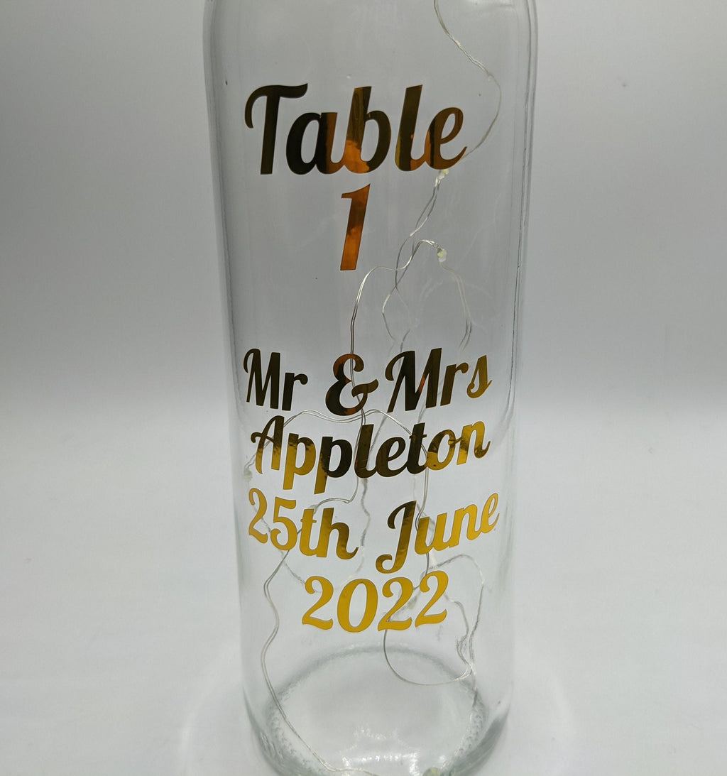 Personalised Wedding Table Bottle, Wedding Table Centrepiece, Wedding Décor, Wedding Table Decoration, Wedding Lights, Wedding Decoration