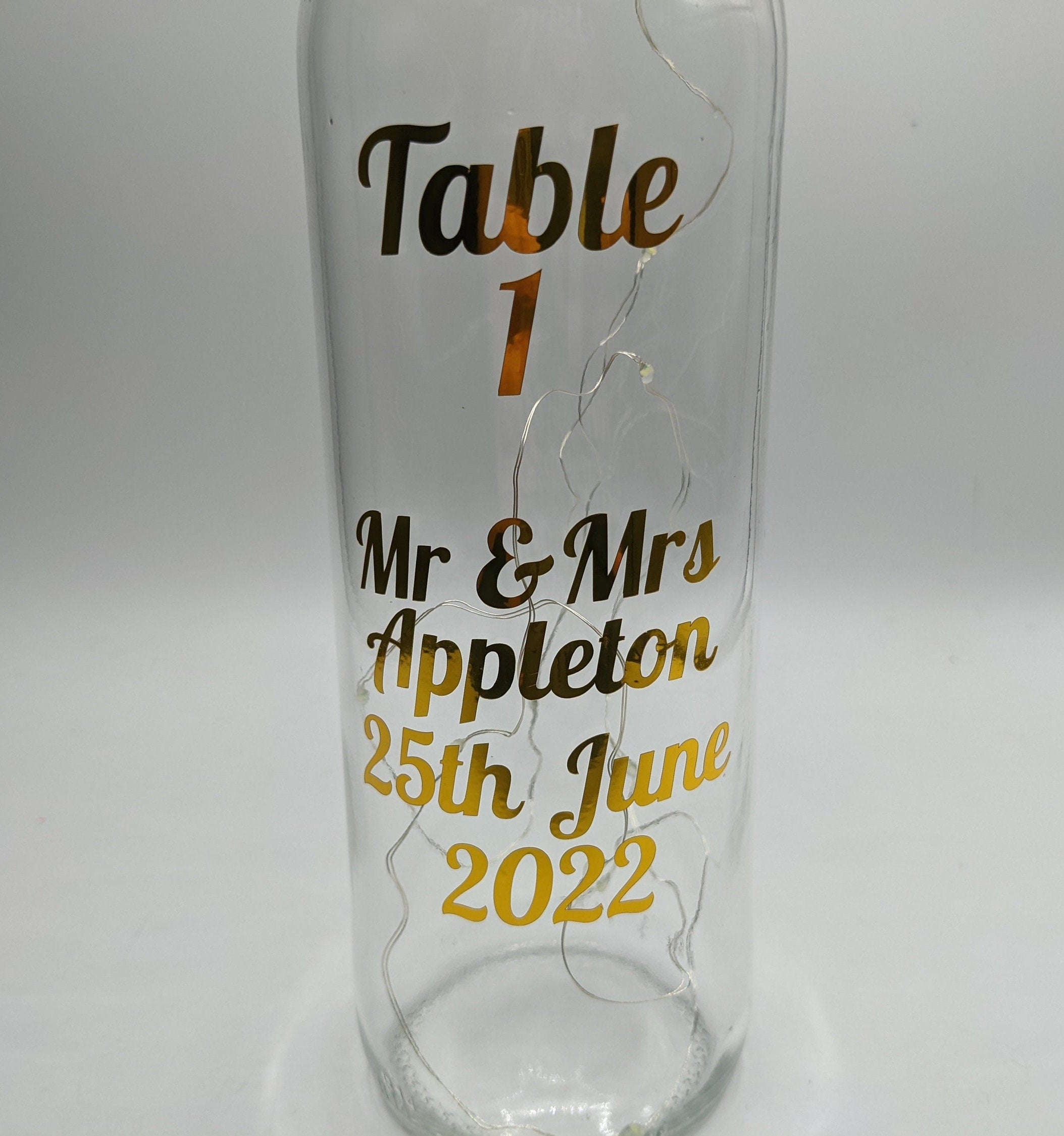 Personalised Wedding Table Bottle, Wedding Table Centrepiece, Wedding Décor, Wedding Table Decoration, Wedding Lights, Wedding Decoration