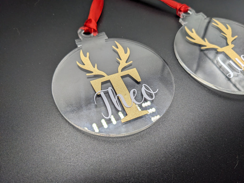 Personalised Initial Bauble, Deer Bauble Gift, Antler Personalised Bauble, Personalised Decoration, Christmas Bauble Decoration, Bauble Gift