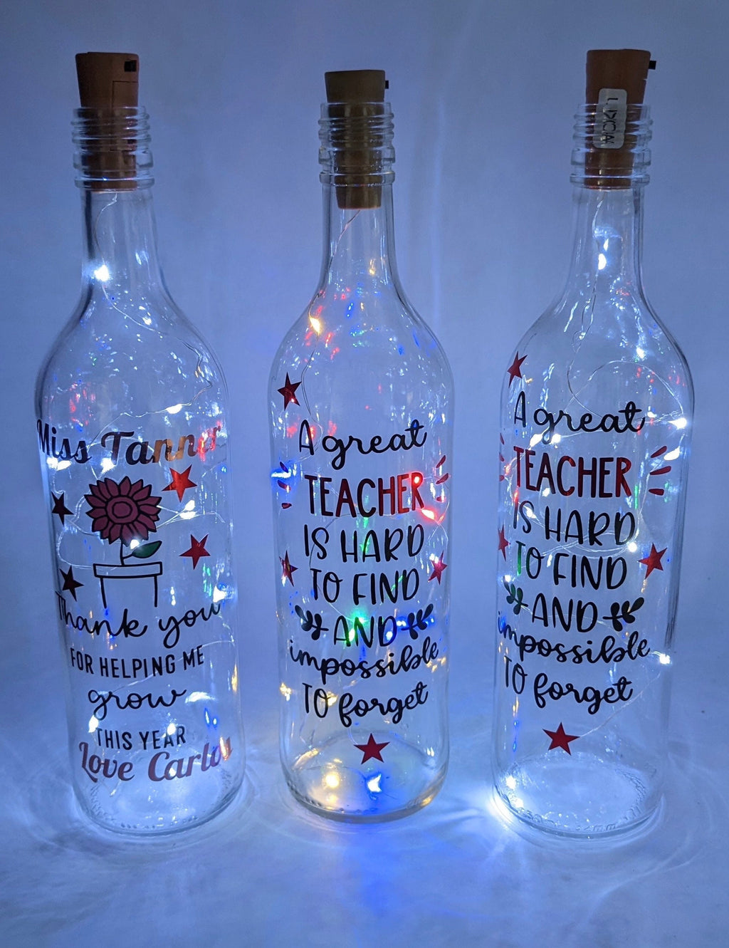 Thank you Teacher Gift, Teacher Light Up Bottle, End of Year Gift for Teacher, Leaving Gift for Teacher, A Great Teacher is Hard to Find