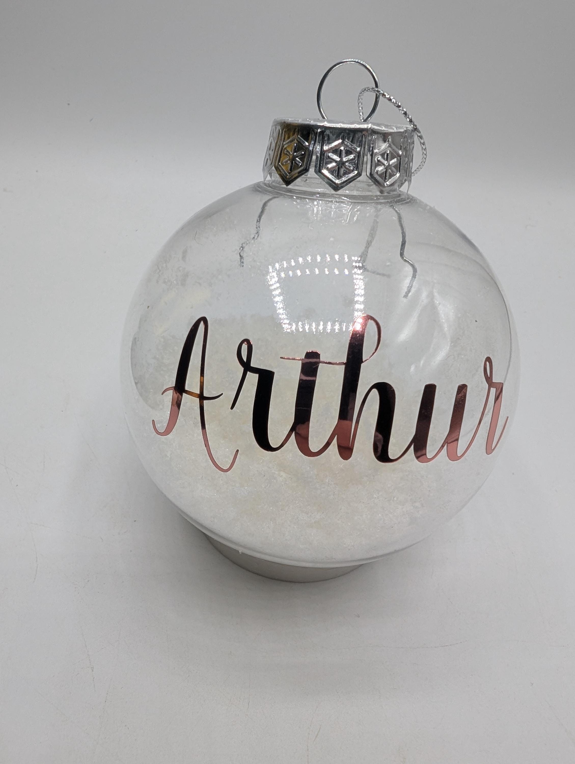 Personalised Snow Christmas Bauble, First Christmas, Custom Bauble, Memorial Bauble, Tree Custom Decoration, Personalised Christmas Ornament