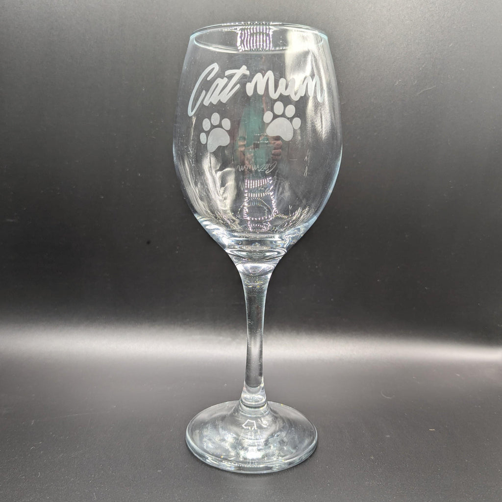 Etched Cat Mum Glass, Cat Mum Gin/Wine/Latte/Prosecco Glass, Mother's Day Gift, Mum  Cat Gift, Cat Mam Glass, Christmas Gift, Cat Mom Glass