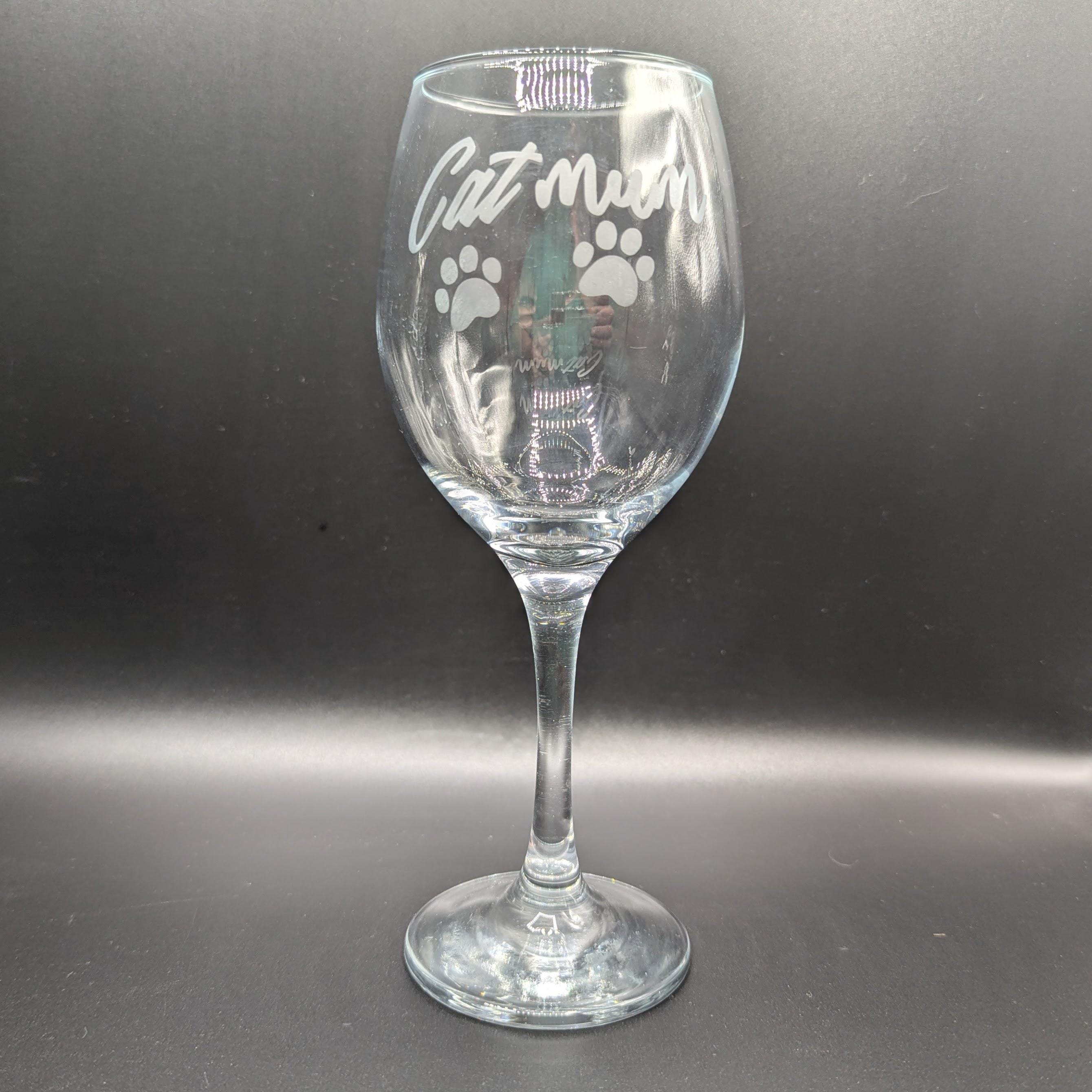 Etched Cat Mum Glass, Cat Mum Gin/Wine/Latte/Prosecco Glass, Mother's Day Gift, Mum  Cat Gift, Cat Mam Glass, Christmas Gift, Cat Mom Glass