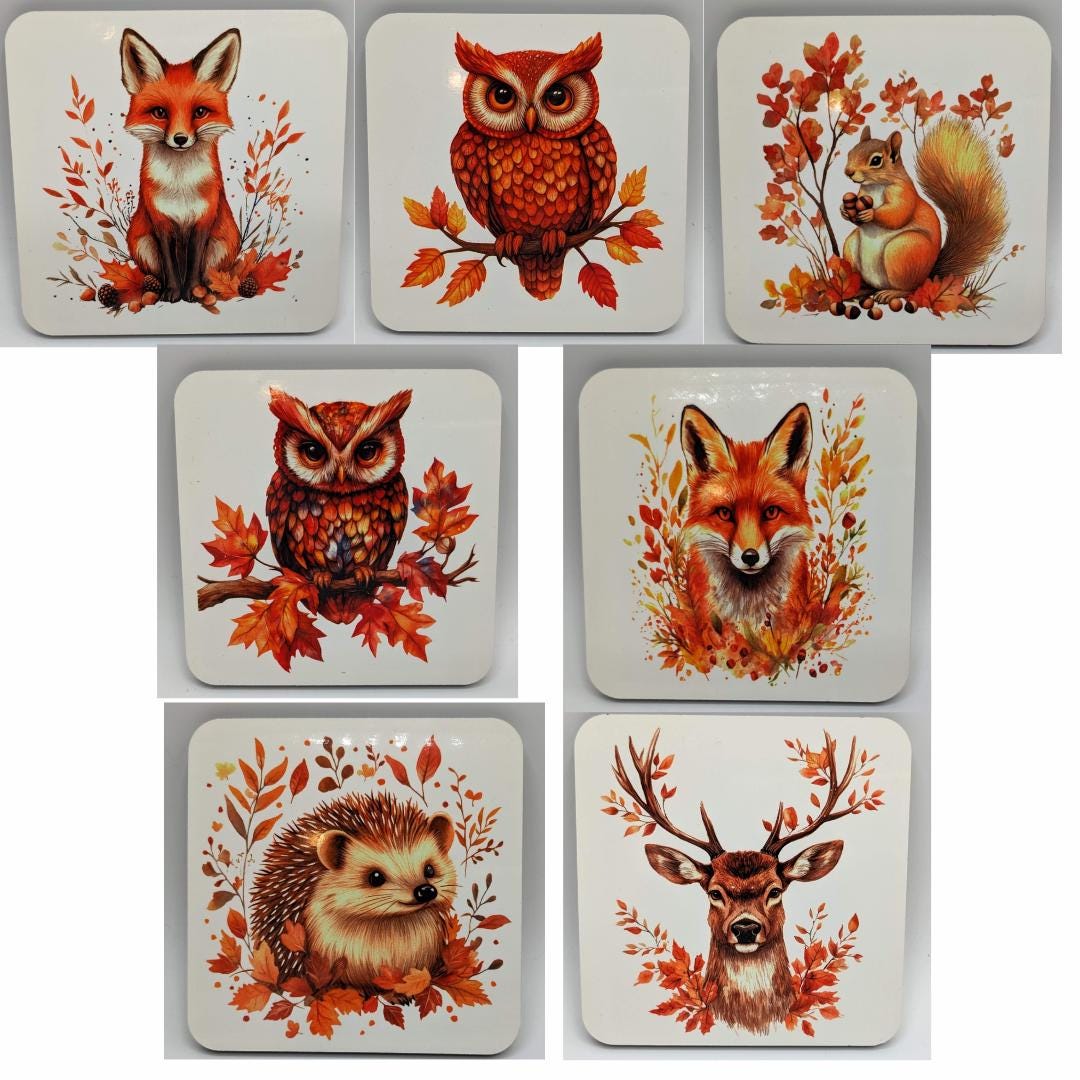 Fox Animal Coaster / Woodland Animal Coaster / Owl Coaster / Hedgehog Coaster / Stag Coaster / Squirrel Coaster / Owl Coaster / Animal Gifts