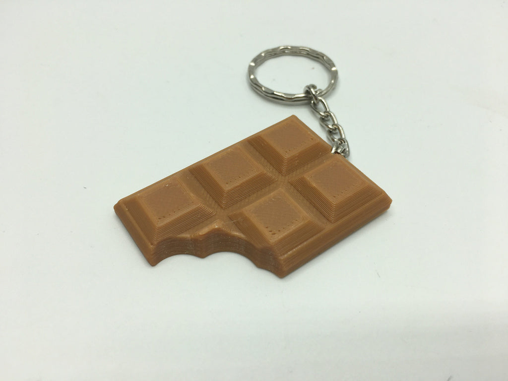 Chocolate Bar Style Keyring / Chocoholic Keyring / Chocolate Lovers Gift / Chocolate Bar Bite Taken Out / Imitation Chocolate Bar Keyring