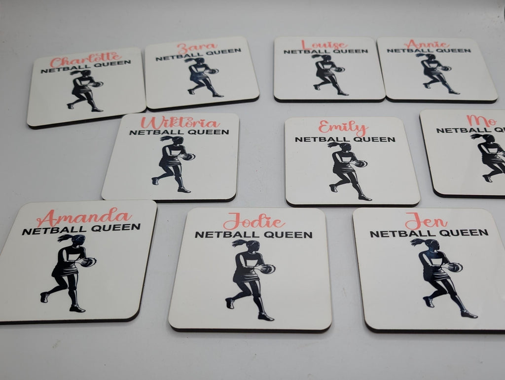 Personalised Netball Coaster, Netball Player Gift, Netball Coach Gift, Netball Team Gift, Drink Mat, Netball Stocking Filler, Netball Lover