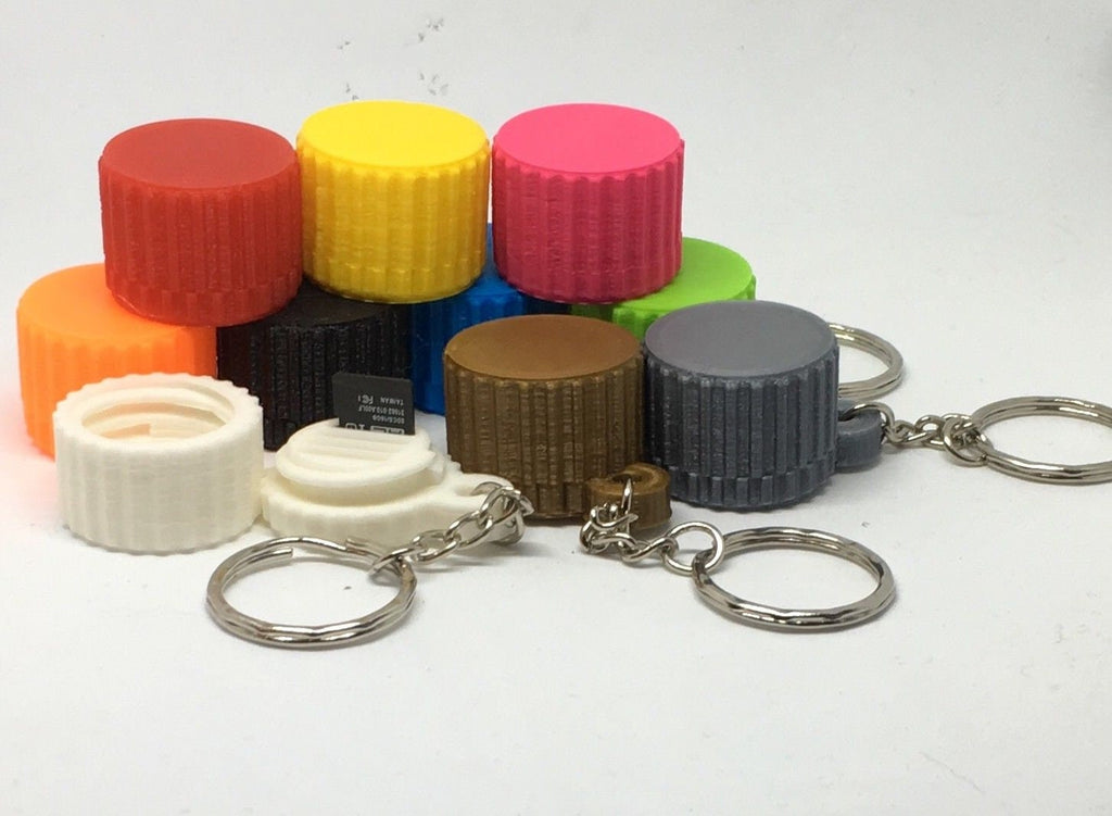 Micro SD Holder Keyring / Mini SD Card or Micro SIM Card Holder Keyring / Holds 4 Cards (Qty1) / Sd Memory Card Holder / Memory Card Keyring