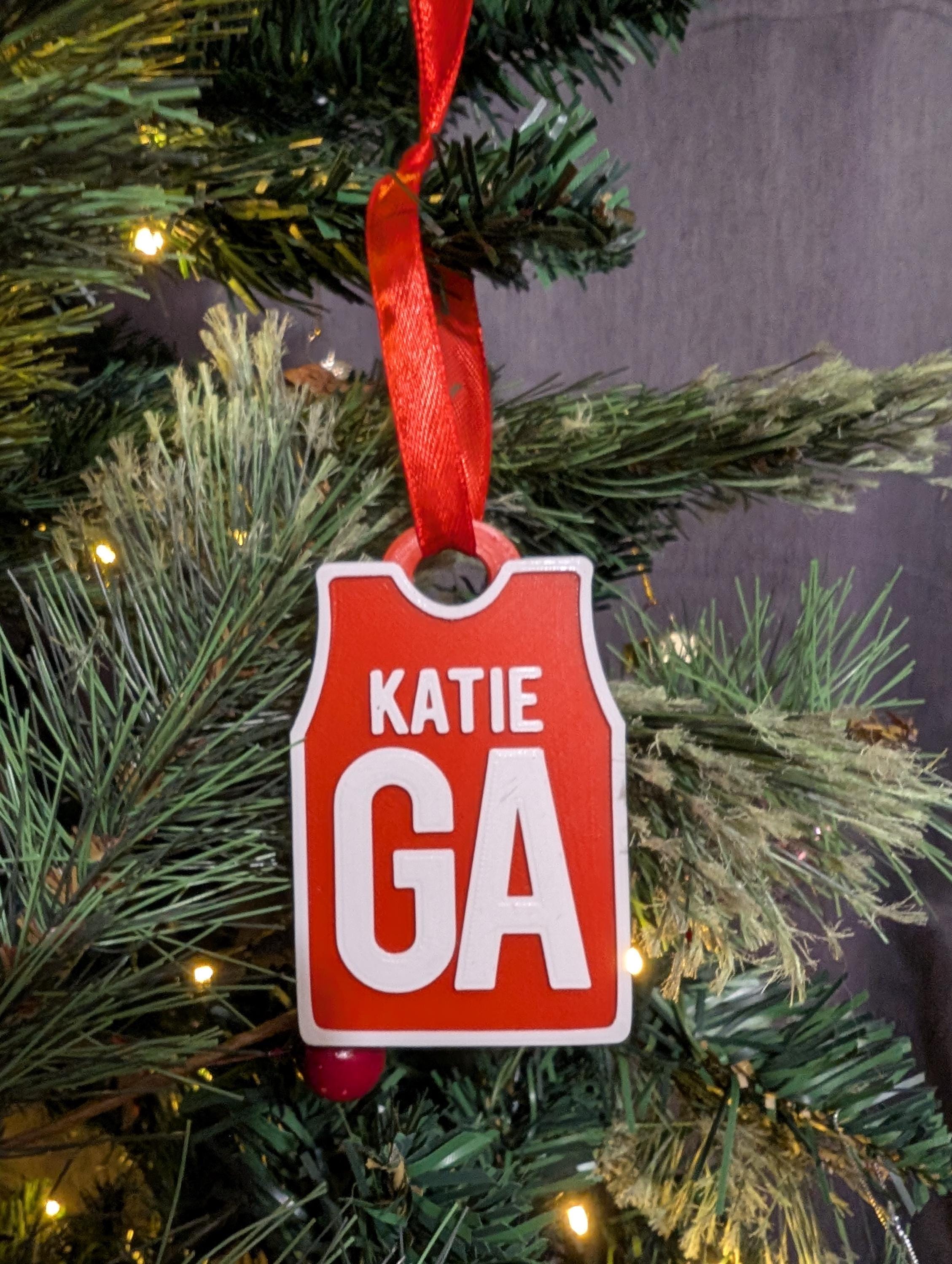 Personalised Netball Shirt Bauble, Netball Party Filler, Netball Team Bauble, Netball Gift, Netball Player Decoration, Netball Christmas