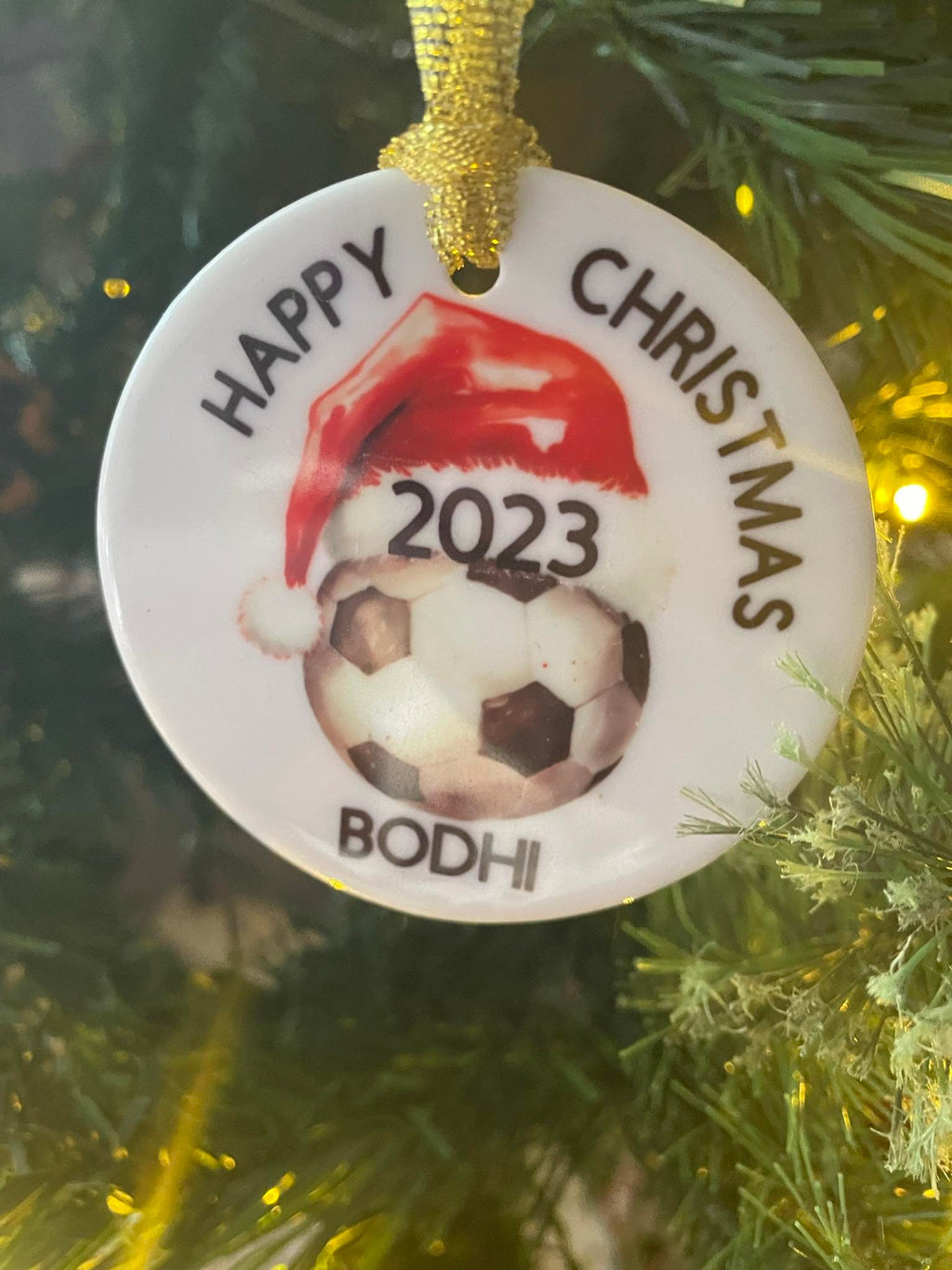 Personalised Ceramic Football Bauble, Personalised Football Ornament, Christmas Gift For Football Fan, Personalised Gift for Football Fan