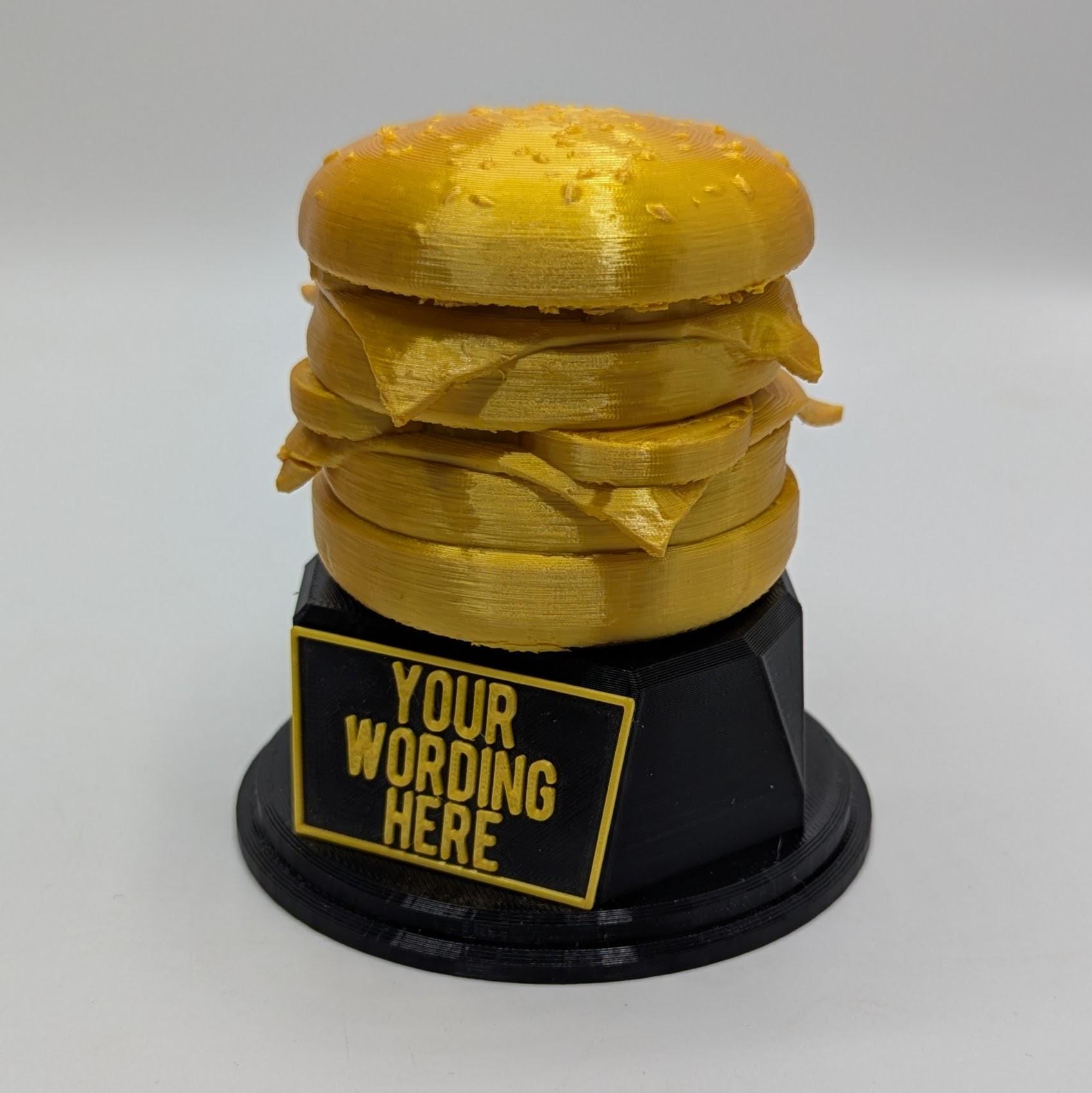 Personalised Burger Trophy, Burger Award Gift, Burger Joke Gift, Custom Trophy Award, Burger Shaped Gift, Biggest Burger Award, Burger Lover
