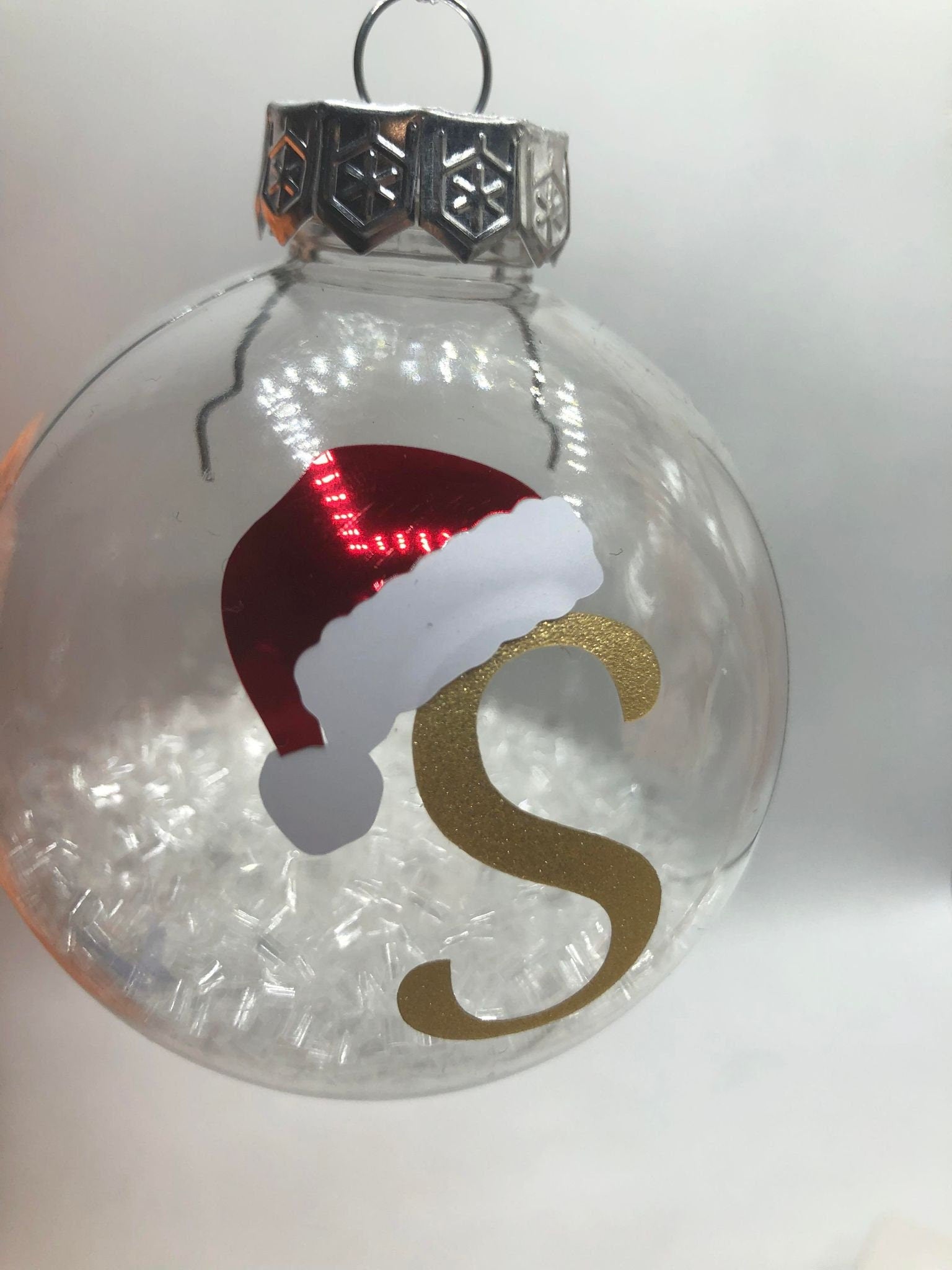 Personalised Santa Hat Glitter Christmas Bauble / Bauble / Memorial Bauble / Tree Personalised Decoration / Personalised Christmas Ornament