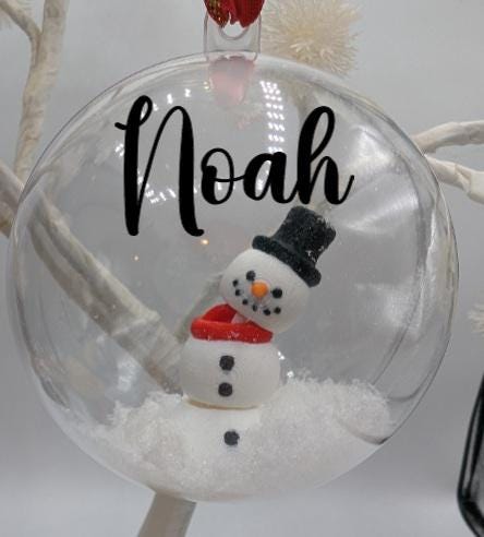 Personalised Snowman Bauble, Snowman Christmas Keepsake, First Christmas Bauble, Memorial Bauble, Personalised Tree Decoration,Custom Bauble