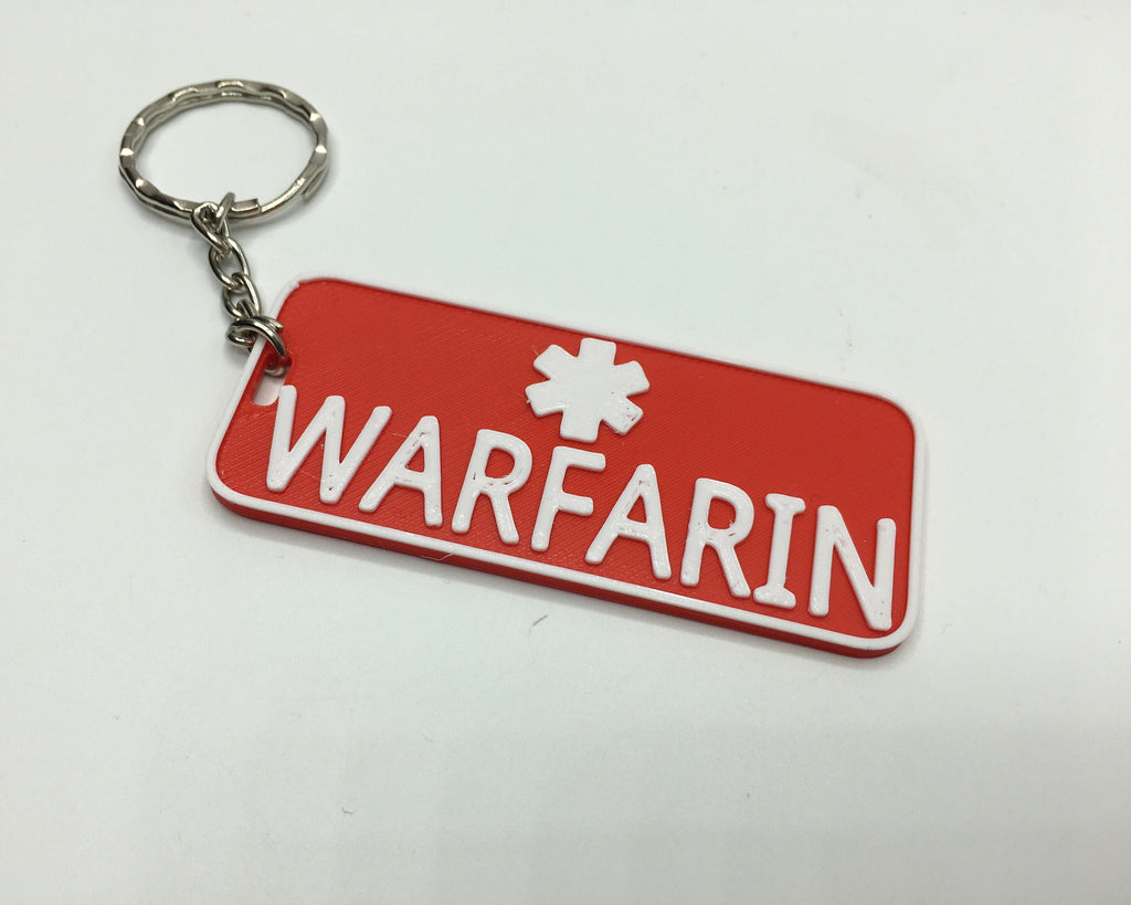 Warfarin Keyring / Warfarin Medical Alert Key Chain / Medical Alert Keyring / Medical Alert Warfarin / Warfarin Alert / Medical ID Keyring