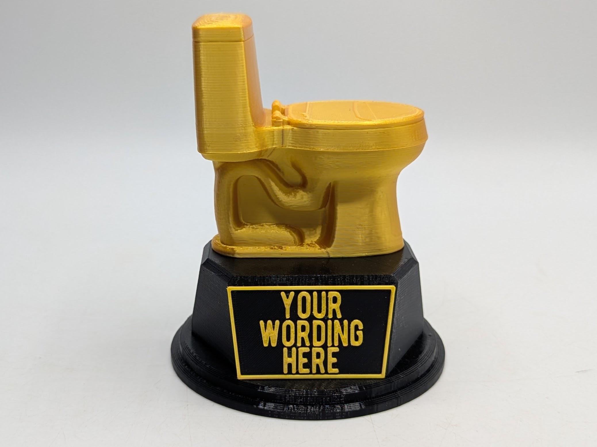 Personalised Toilet Trophy, Toilet Humour Trophy, Golden Toilet Award, Custom Trophy, Bottom Trophy, Loo Trophy, Funny Toilet, Toilet Humour