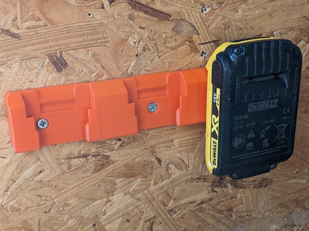 Universal Low Profile DeWalt Battery Wall Mount Triple - for 3 Batteries, Organiser for Power Tool Batteries, Garage/Workshop Organisation