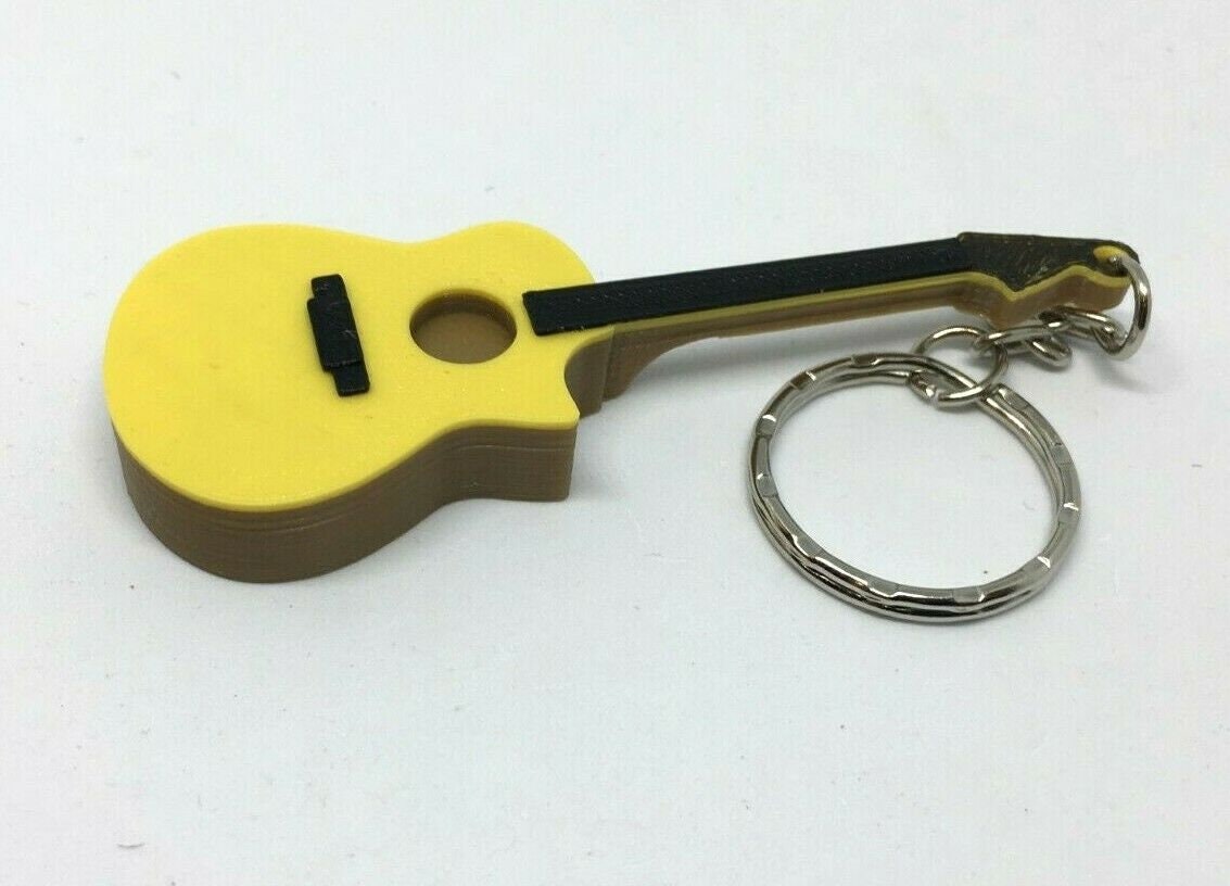 Acoustic Guitar Keyring / Acoustic Guitar Bag Tag / Guitar Shaped Keyring / Gift for Guitarist / Gift for Music Teacher / Guitar Bag Tag