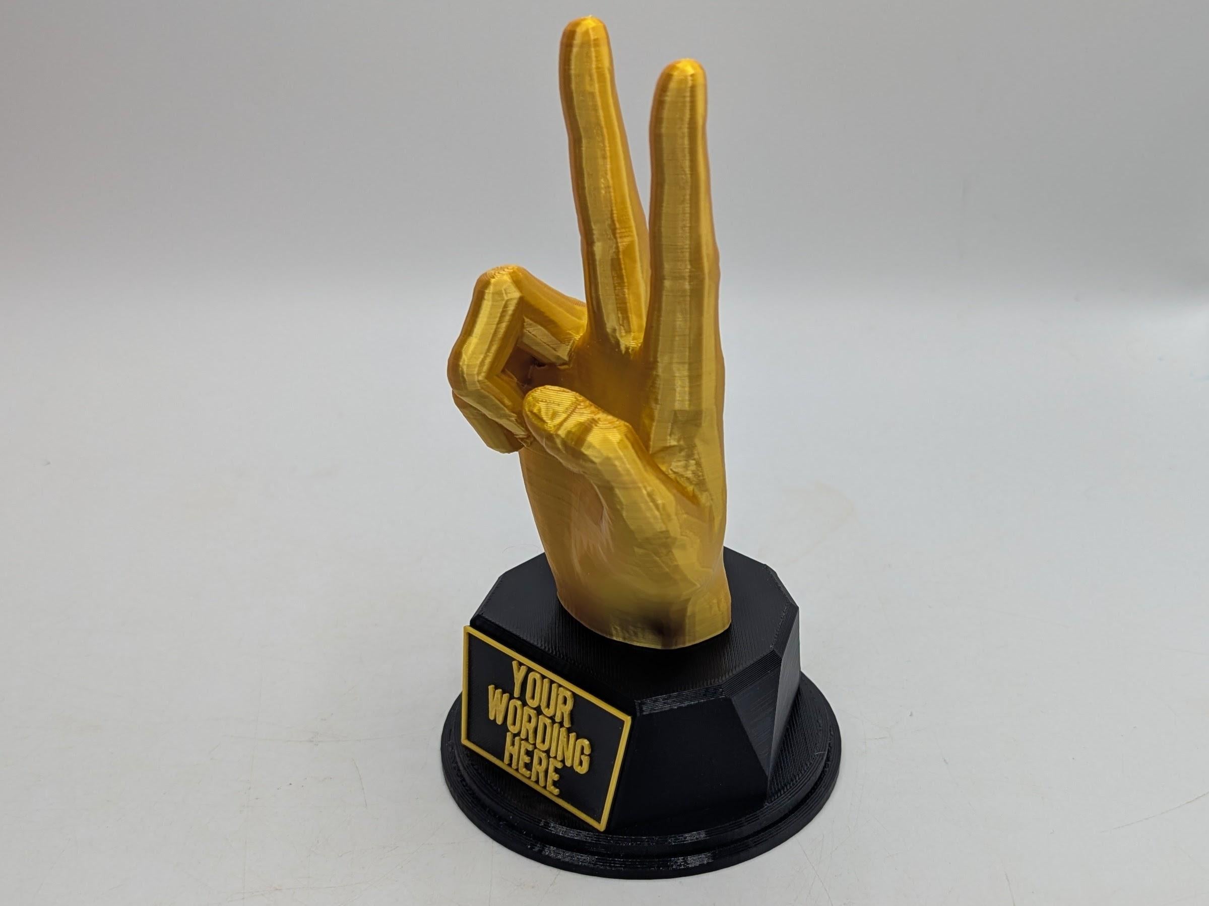 Personalised Peace Sign Trophy, Peace Sign Award, Gift for friend Joke Award, Personalised Trophy Award, Custom Peace Sign Award, Peace Sign