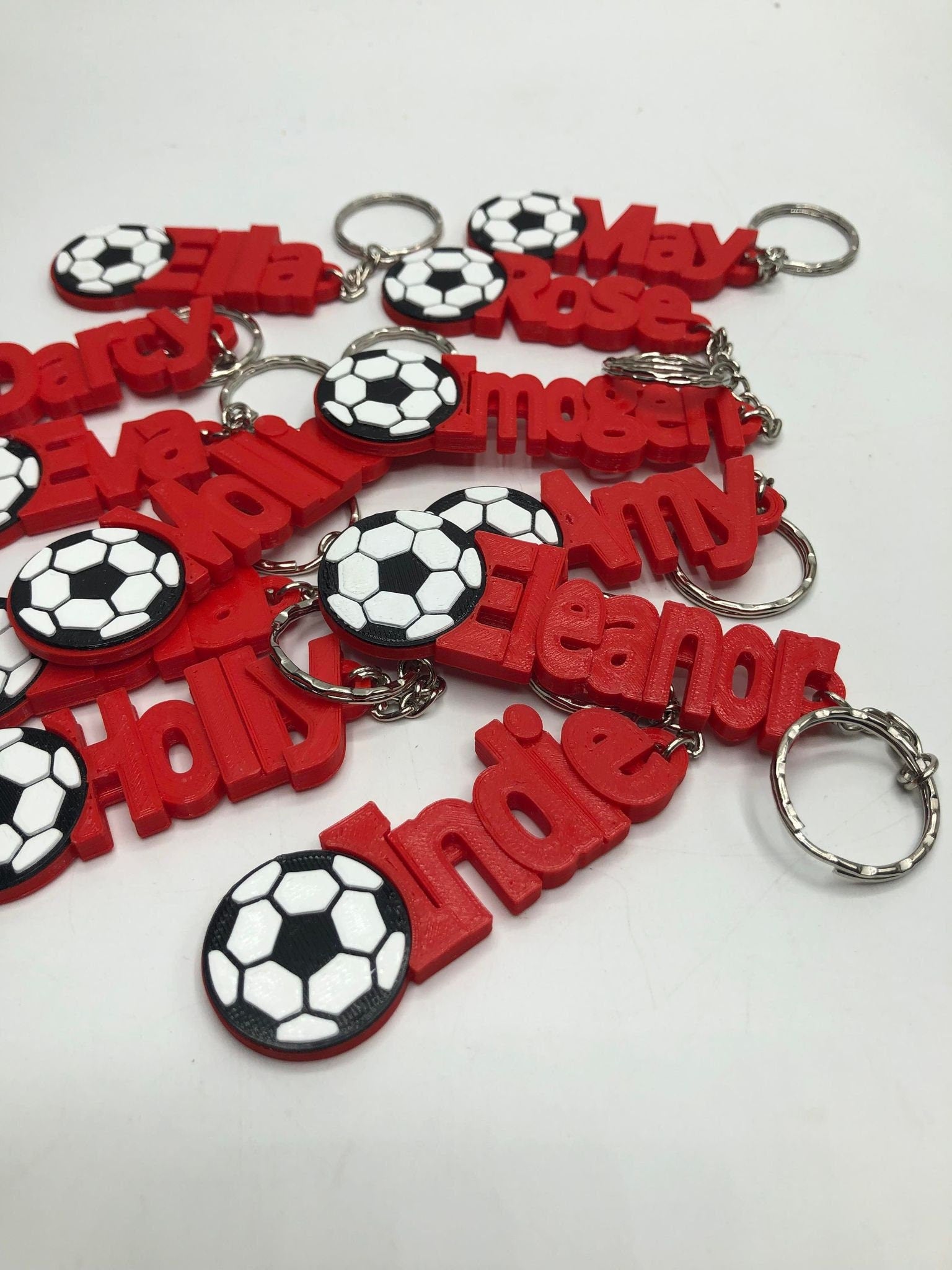 Girls Personalised Football Keyring / Soccer Keyrings / Football Party Bag Filler / Football Team Bag Tags / Football Gift / Football Favour